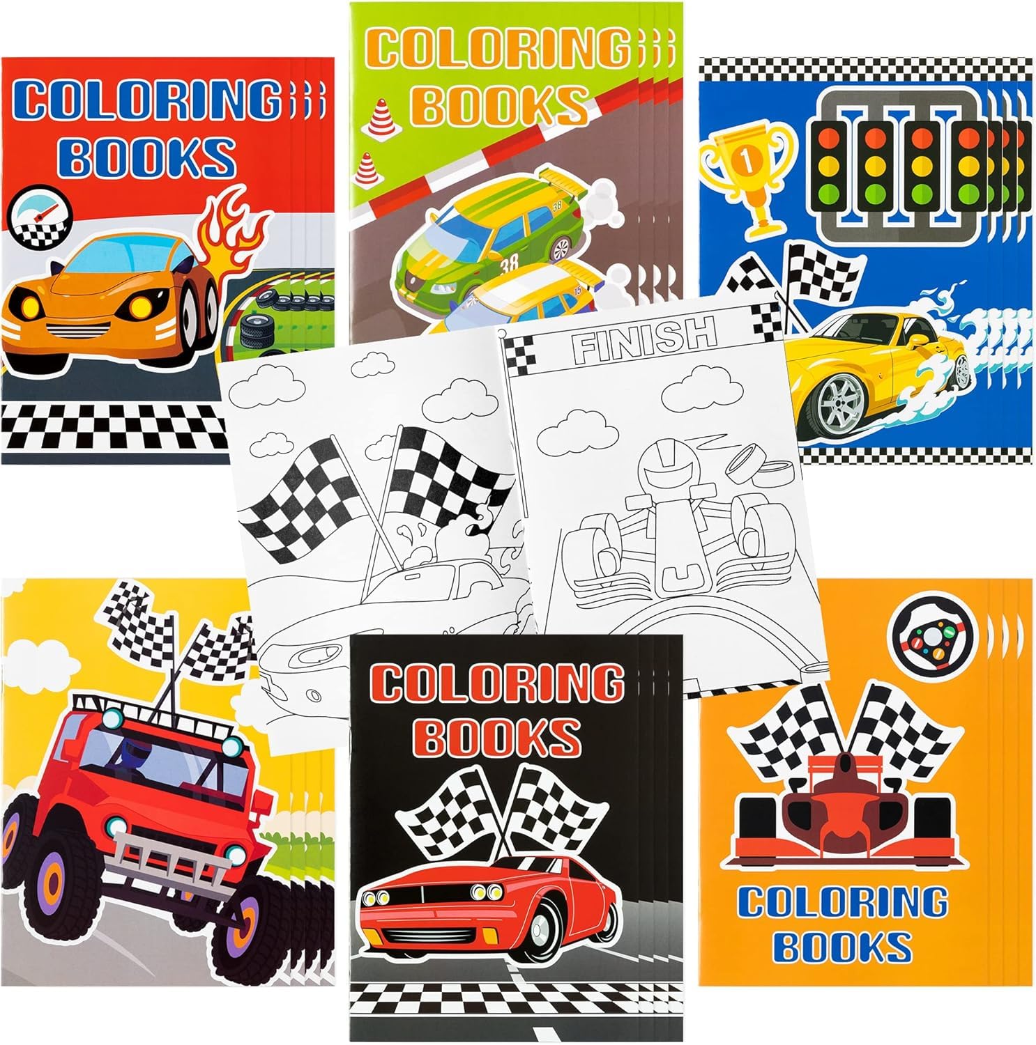 2ooya Racing Colouring Books for Kids 24Pcs Bulk Party Favours Activity