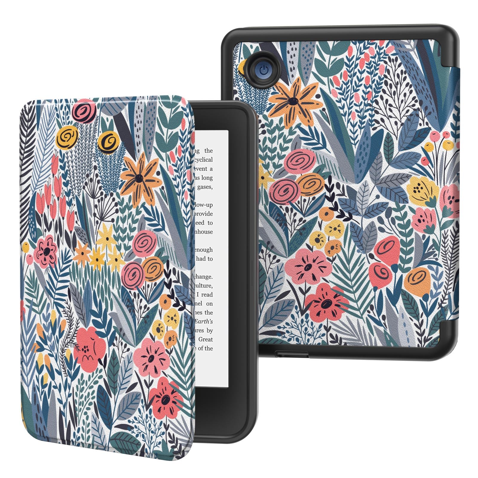 MoKo Case for Kobo Clara BW/Clara Colour/Clara 2E 6", Ultra Slim Lightweight with Auto Wake/Sleep Cover Folio Case for Kobo Clara BW/Clara Colour 6" 2024, Blue Leaf Flower