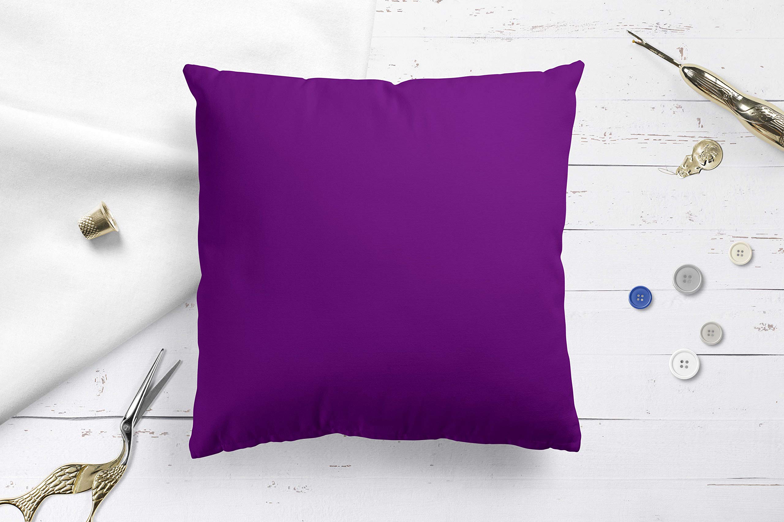 SAFFRON - Set di 2 federe per Cuscino, in Cotone Resistente, sfoderabile, Imbottitura Non Inclusa, Cotone, Viola, 32x32 inch