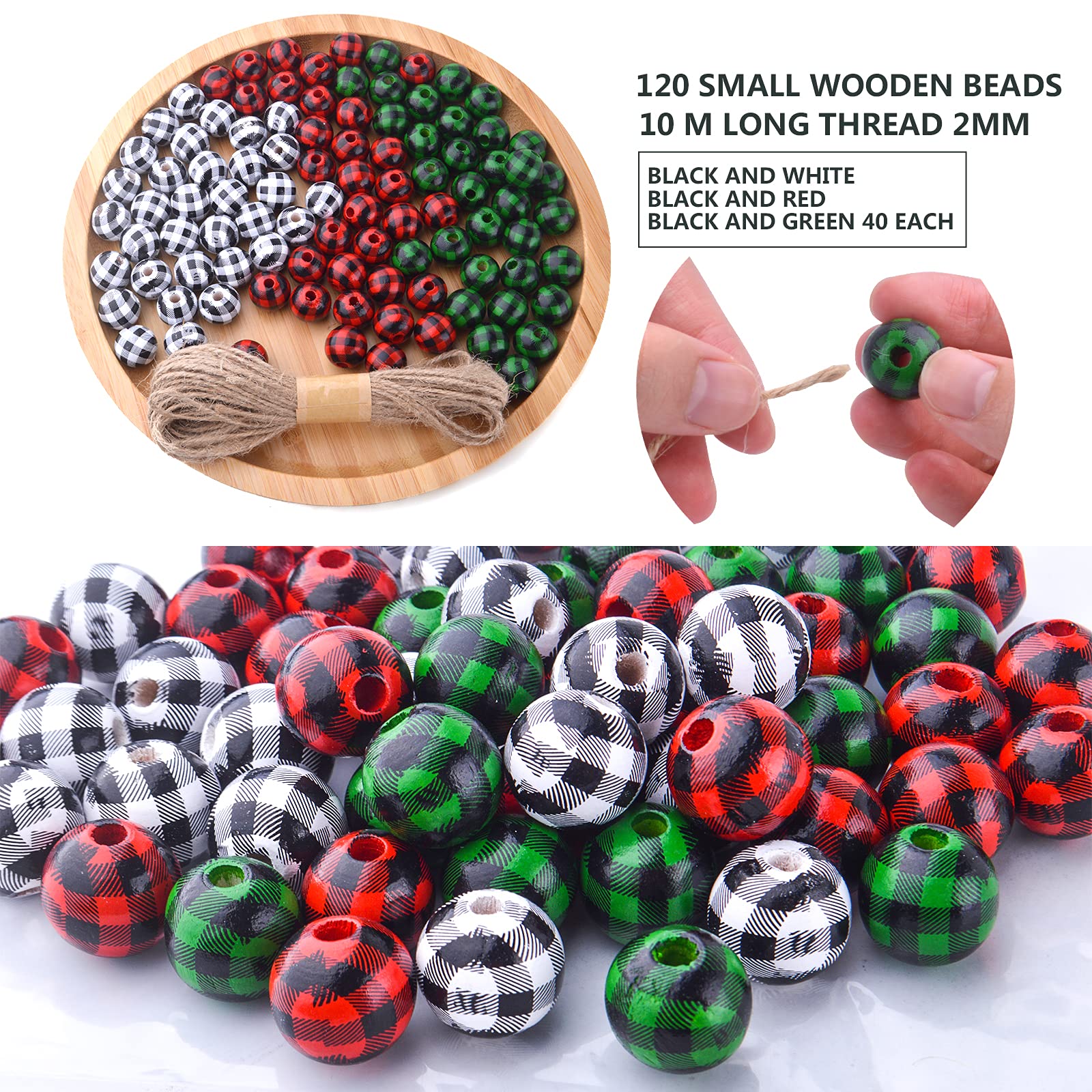 Lot De 300 Perles Rondes En Bois à Grand Trou De Couleurs Mélangées Pour Perles Africaines à Grand Trou, Perles En Bois Naturel De Couleurs Assorties