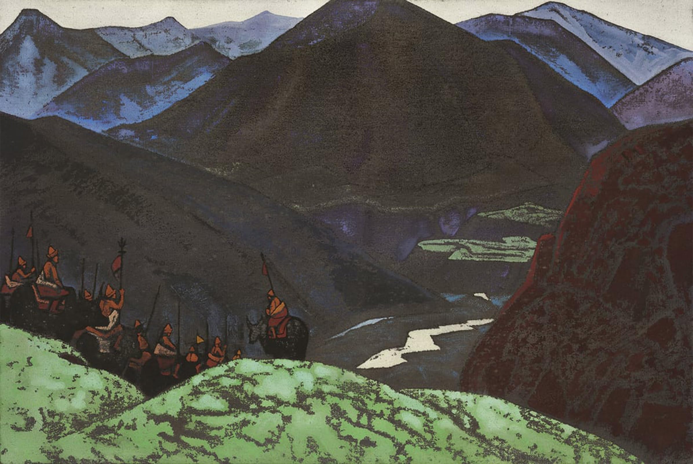 SERENDIPITP Vintage Picture Print on Canvas Wall Art Poster the Host of Gesar Khan by Nicholas Roerich Artwork Print Poster for Wall Decor 60x90cm
