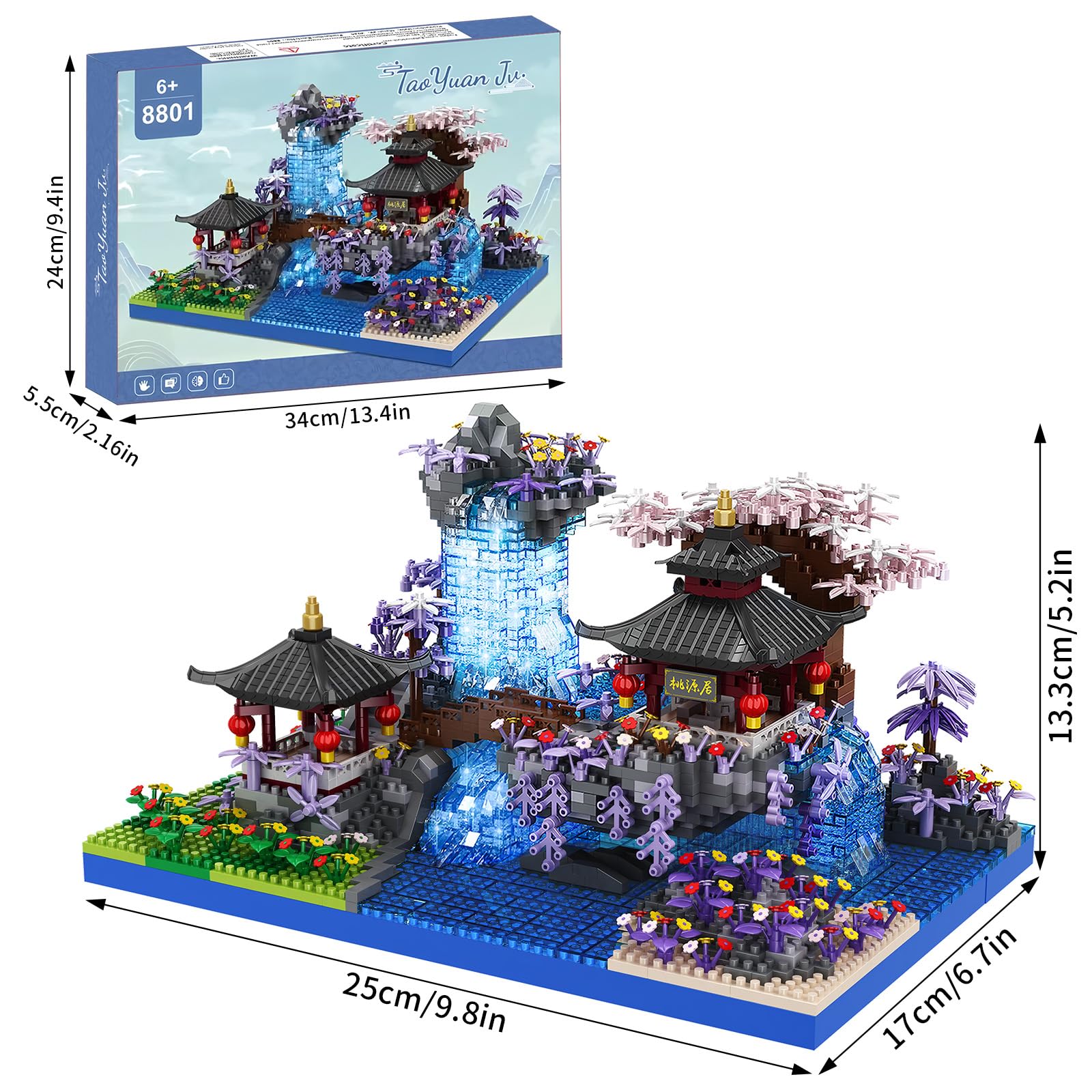 Cherry Blossom Bonsai Tree House Architecture Building Block Sets Japanese Peach Blossom Pool Micro Mini Treehouse Building Model Toy Gift for Adults 3000 pieces - Image 2