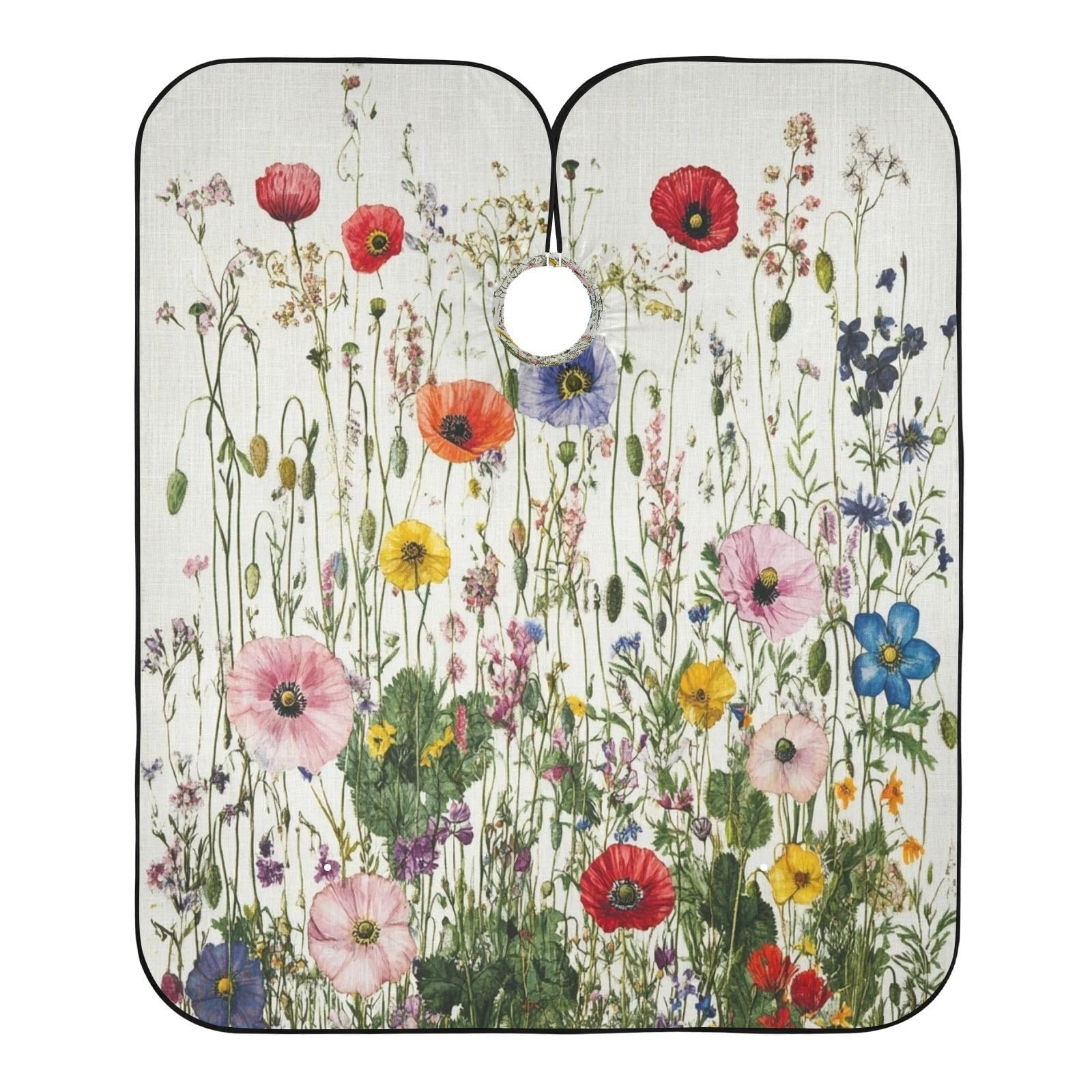 Kigai Hair Cutting Cape for Men & Women Wildflowers Waterproof Barber Cape Professional Hairdressing Salon Styling Cape with Adjustable Closure Snap