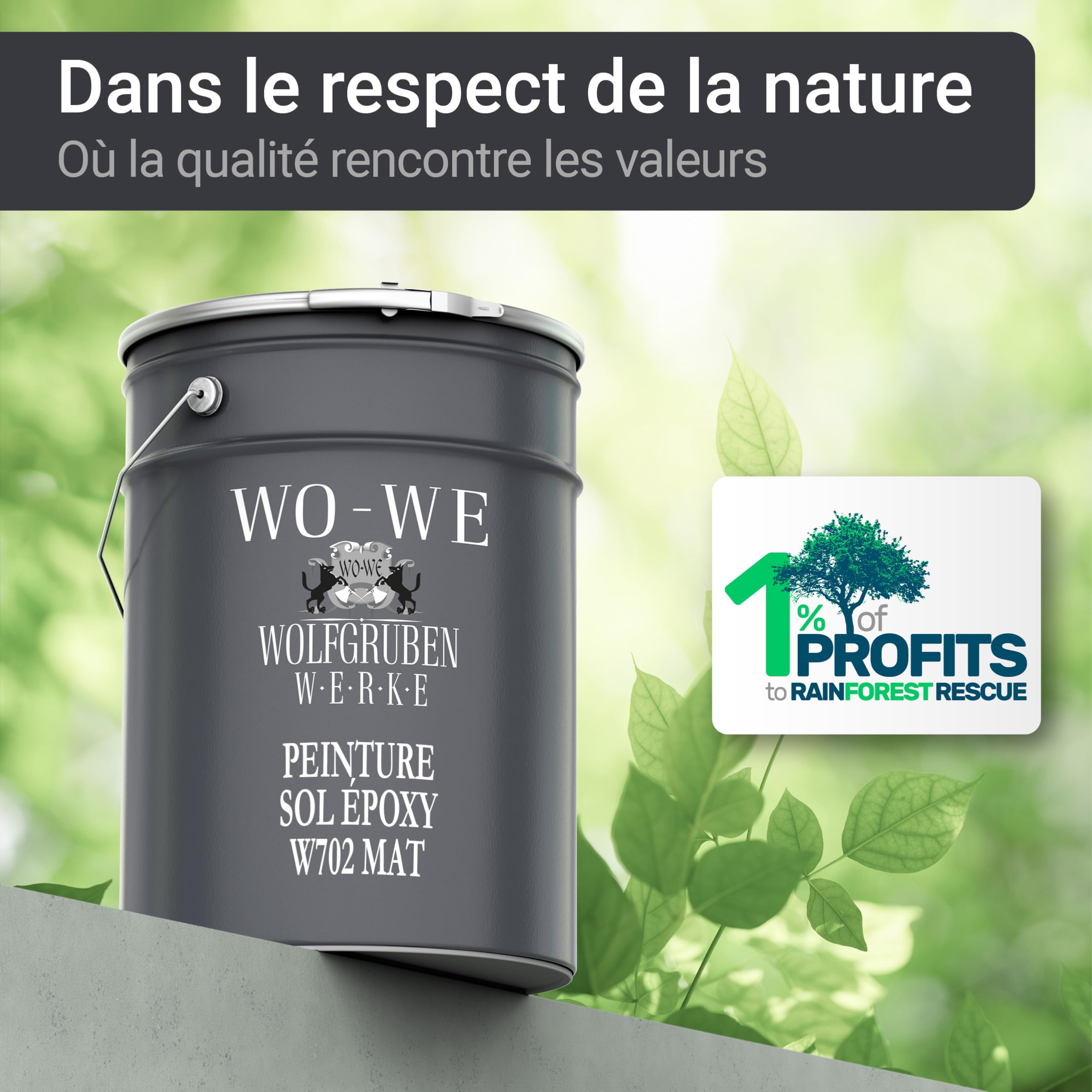 WO-WE Peinture résine époxy pour sol Garage en béton - Finition MAT W702 - Blanc 5 KG