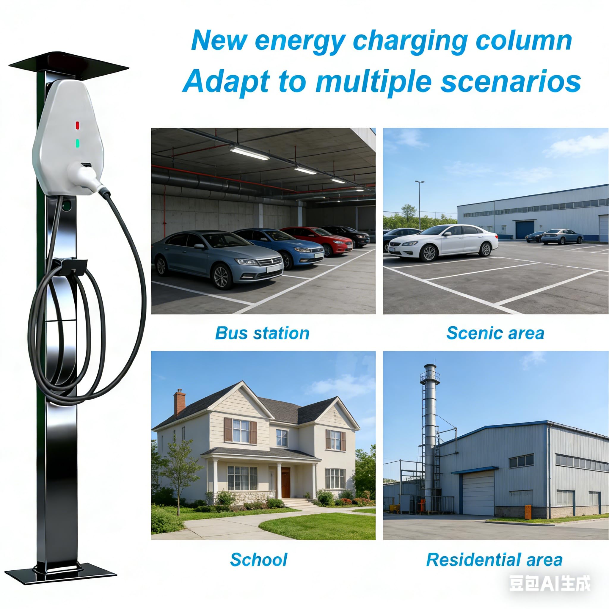 Wallbox Stand Standmontagepfosten Standsäule für Wallbox Ladestationen für Elektroautos 1-Side (Schwarz) Größe: 140 * 24 * 15cm