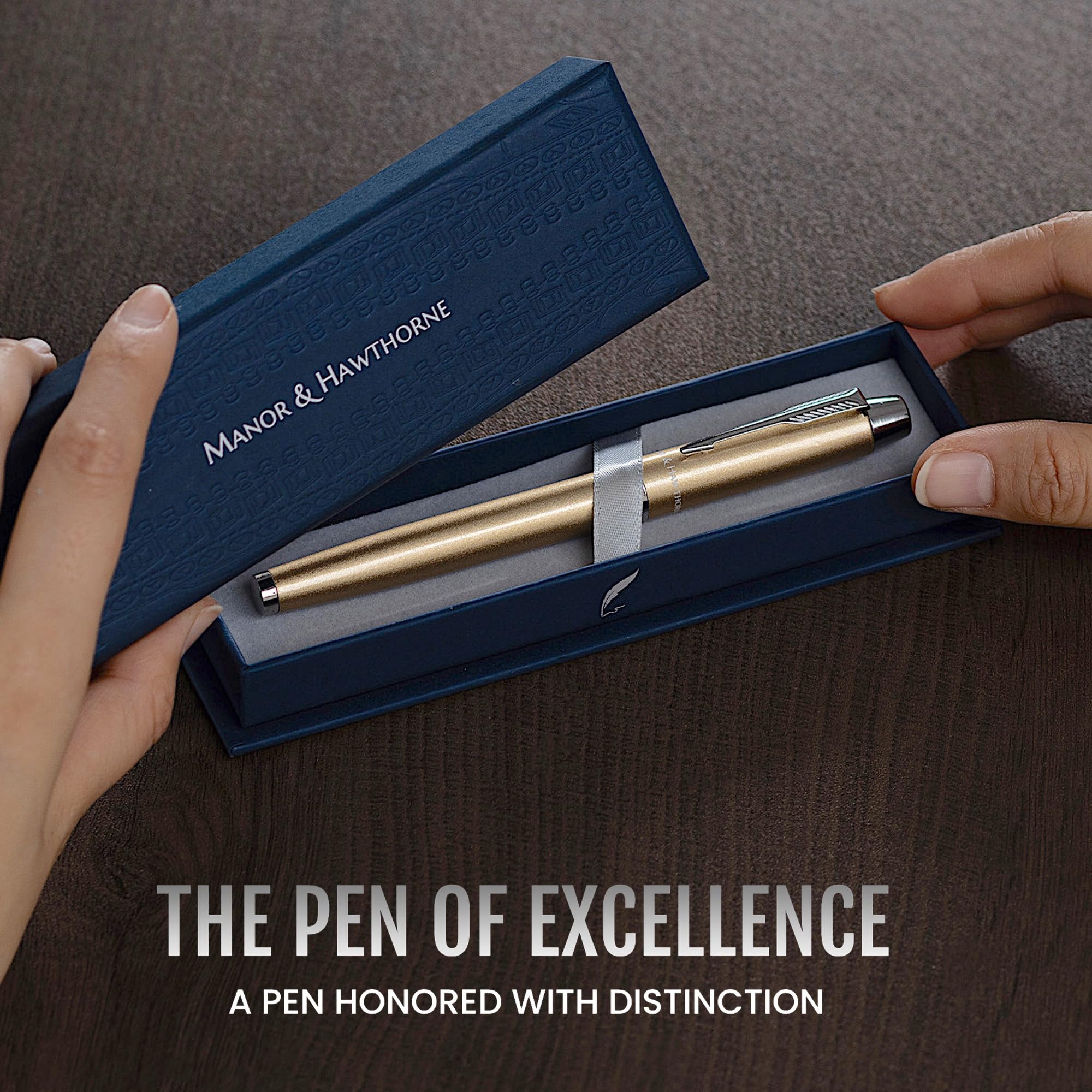 Manor & Hawthorne Personalized Rollerball Pen, Champagne Gold - Image 2