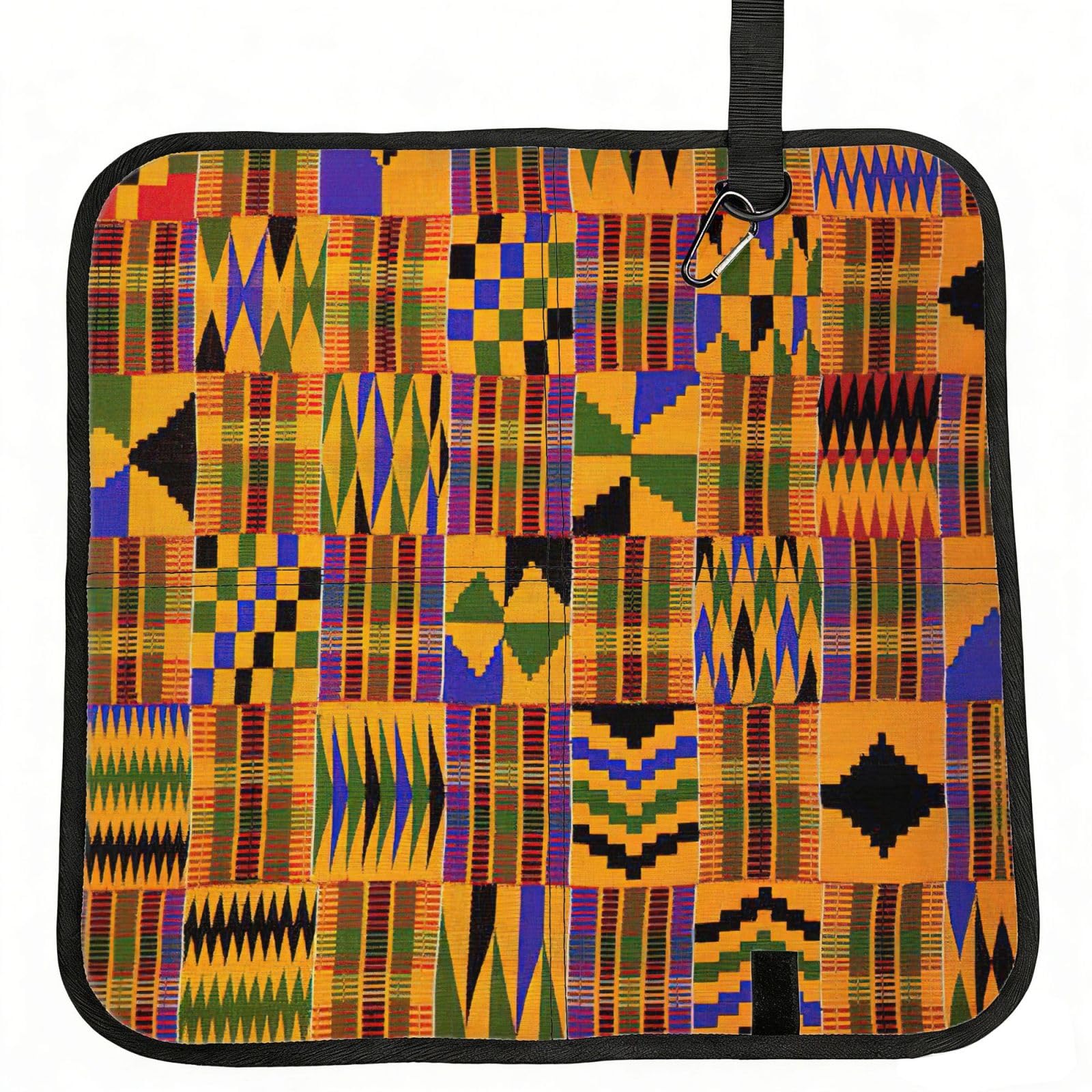 SDEGTHO African Ethnic Pattern Printed Foldable Seat Pad with Closure, Lightweight Cushion for Airplane Travel Camping