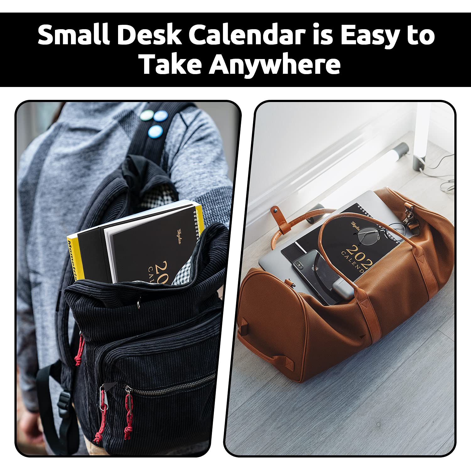 SKYDUE Desk Calendar 2022, Calendar 2022 Small 10" x 8.6", from Now to Dec 2022 Standing Flip