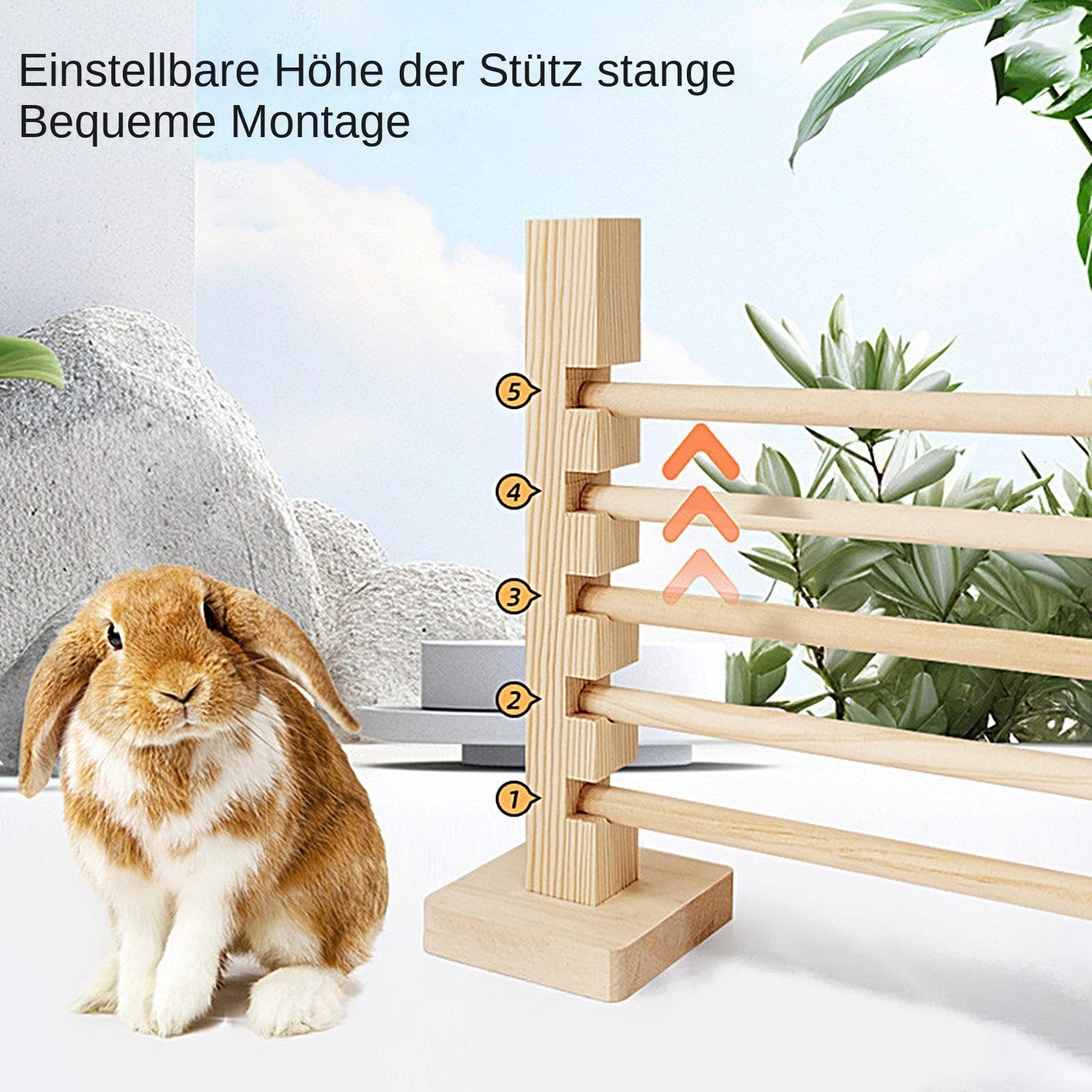 Springstang voor konijnen, hindernisset met houten hekstang voor