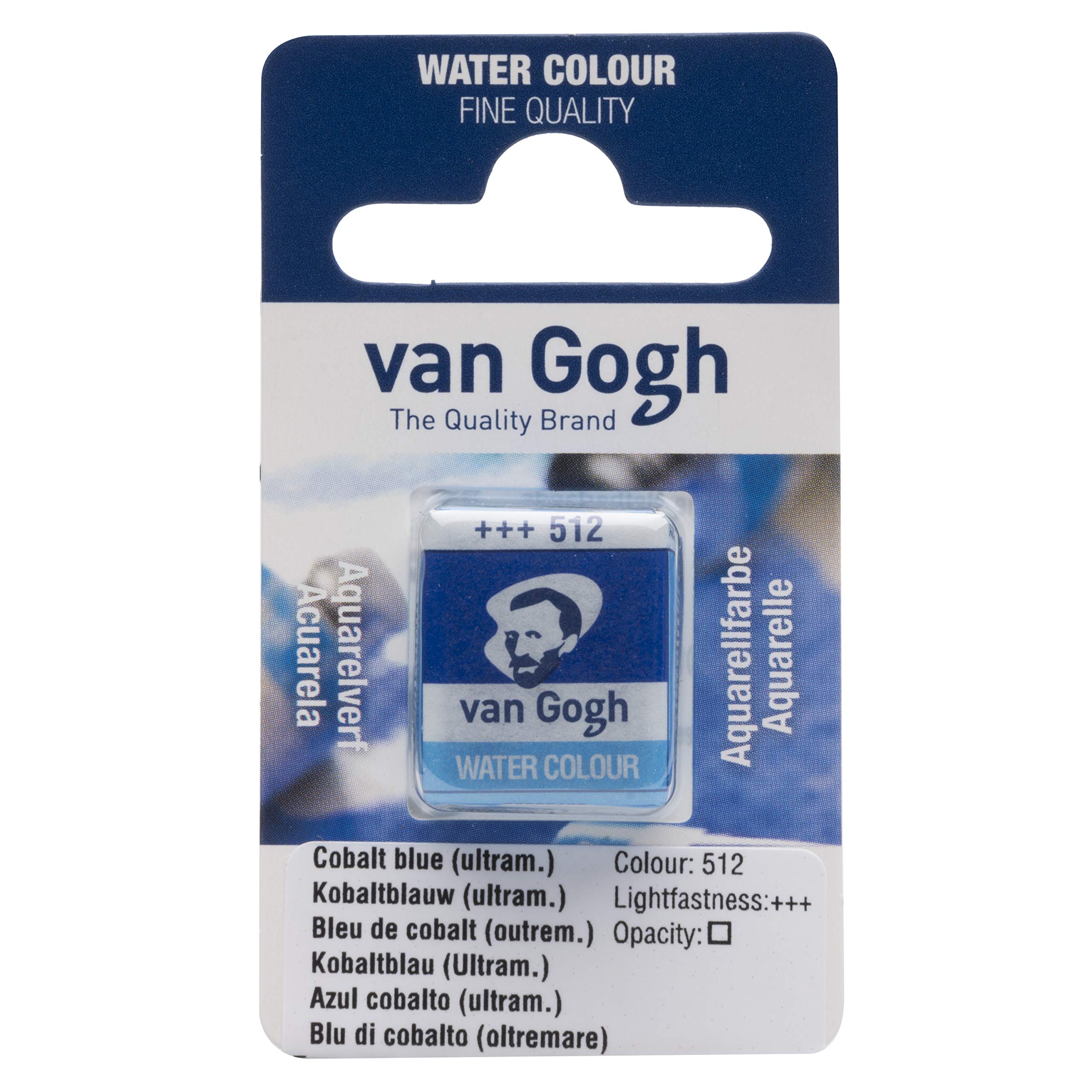 Van Gogh Watercolour Paint, Half Pan, Cobalt Blue Ultramarine 512