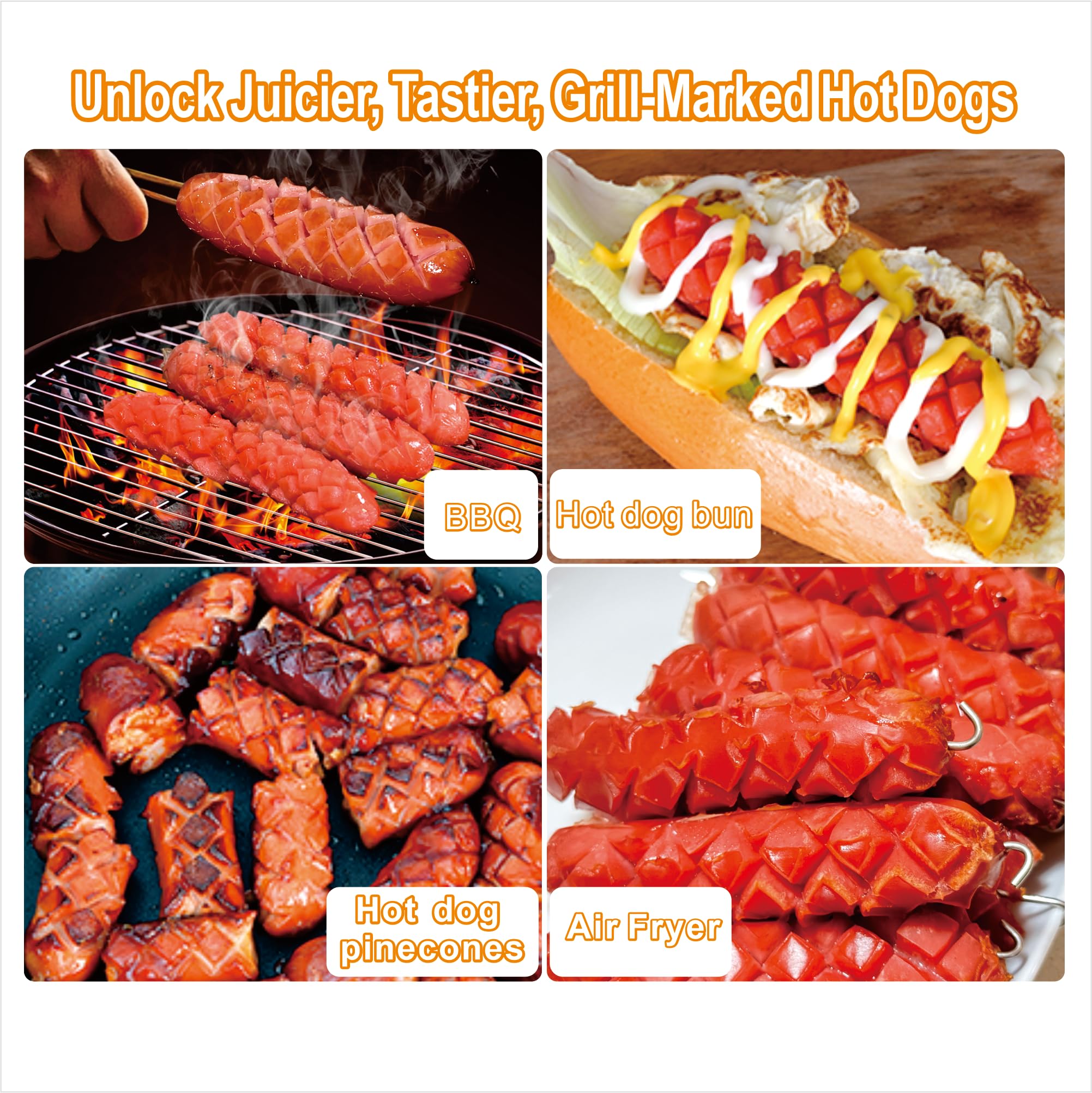 Cortador de perritos calientes con forma de rejilla cruzada, cortador portátil multifuncional para perros calientes, herramienta de parrilla de perros calientes para cocina, patio trasero, al aire