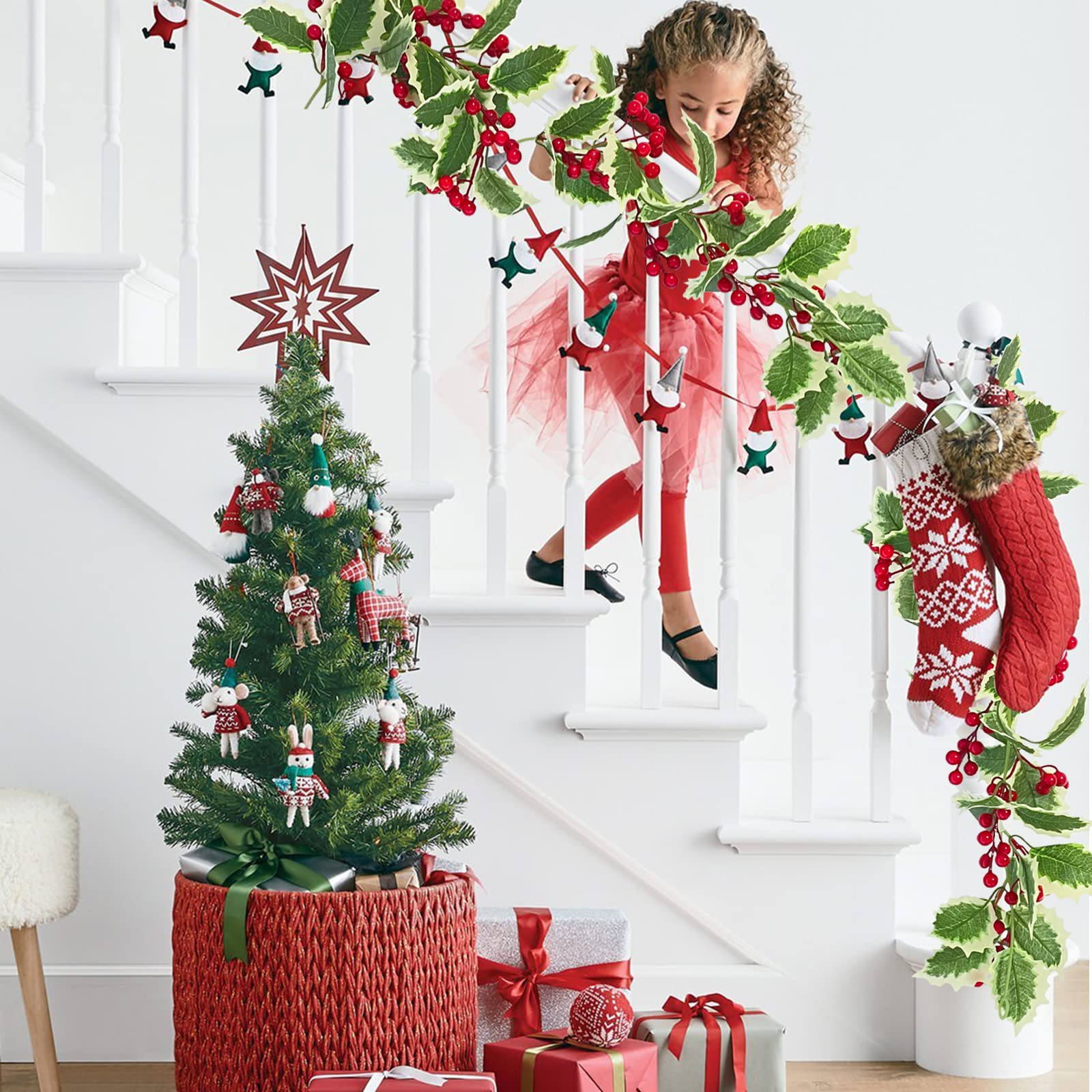 5M Guirlande Lumineuse LED de Noël en Rotin - Guirlande Flexible DIY pour Porte Fenêtre et Rampe