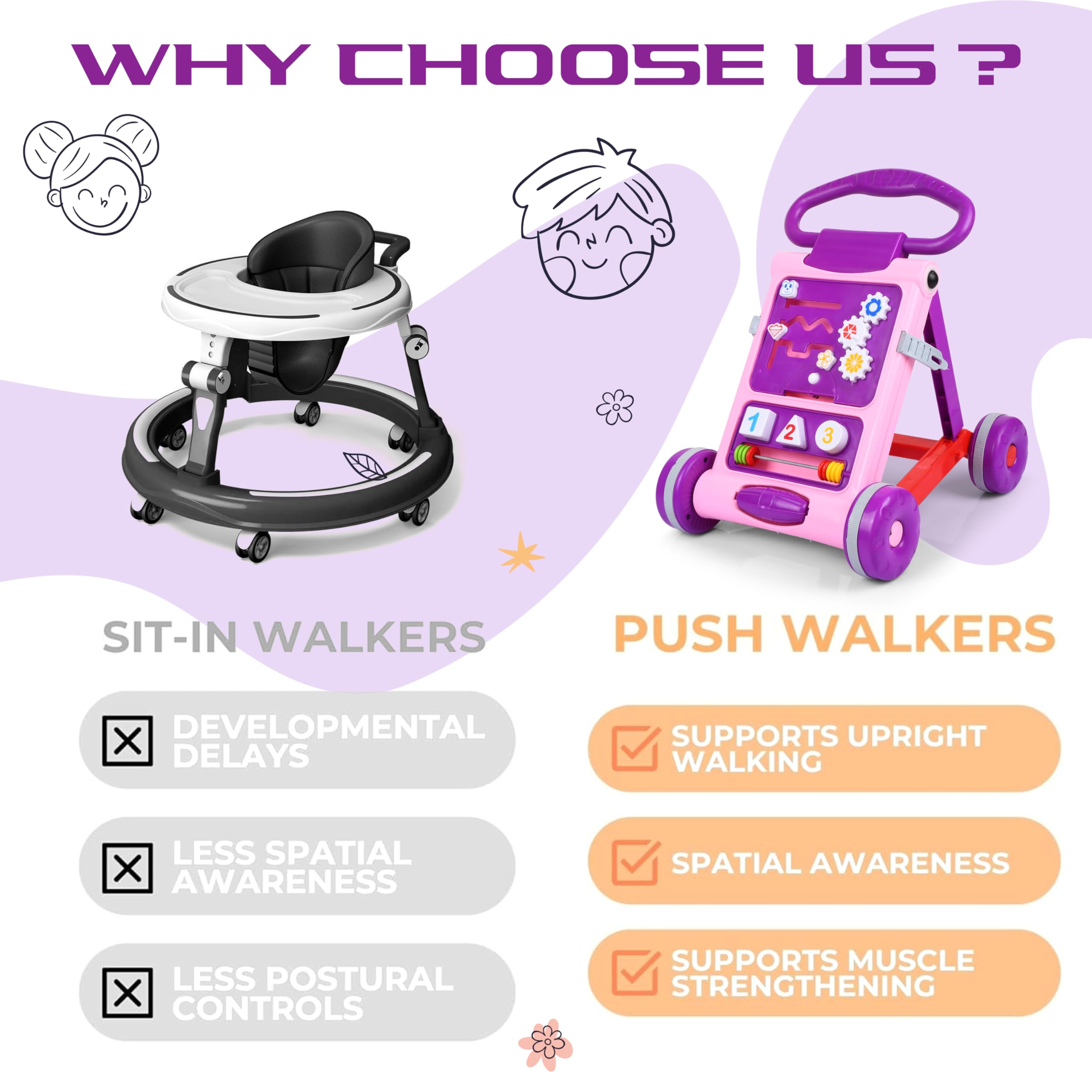 Goyal's Baby Activity Walker - Toddler Learning Toys Push Walker for 6 Months -15 Months (Pink) 3