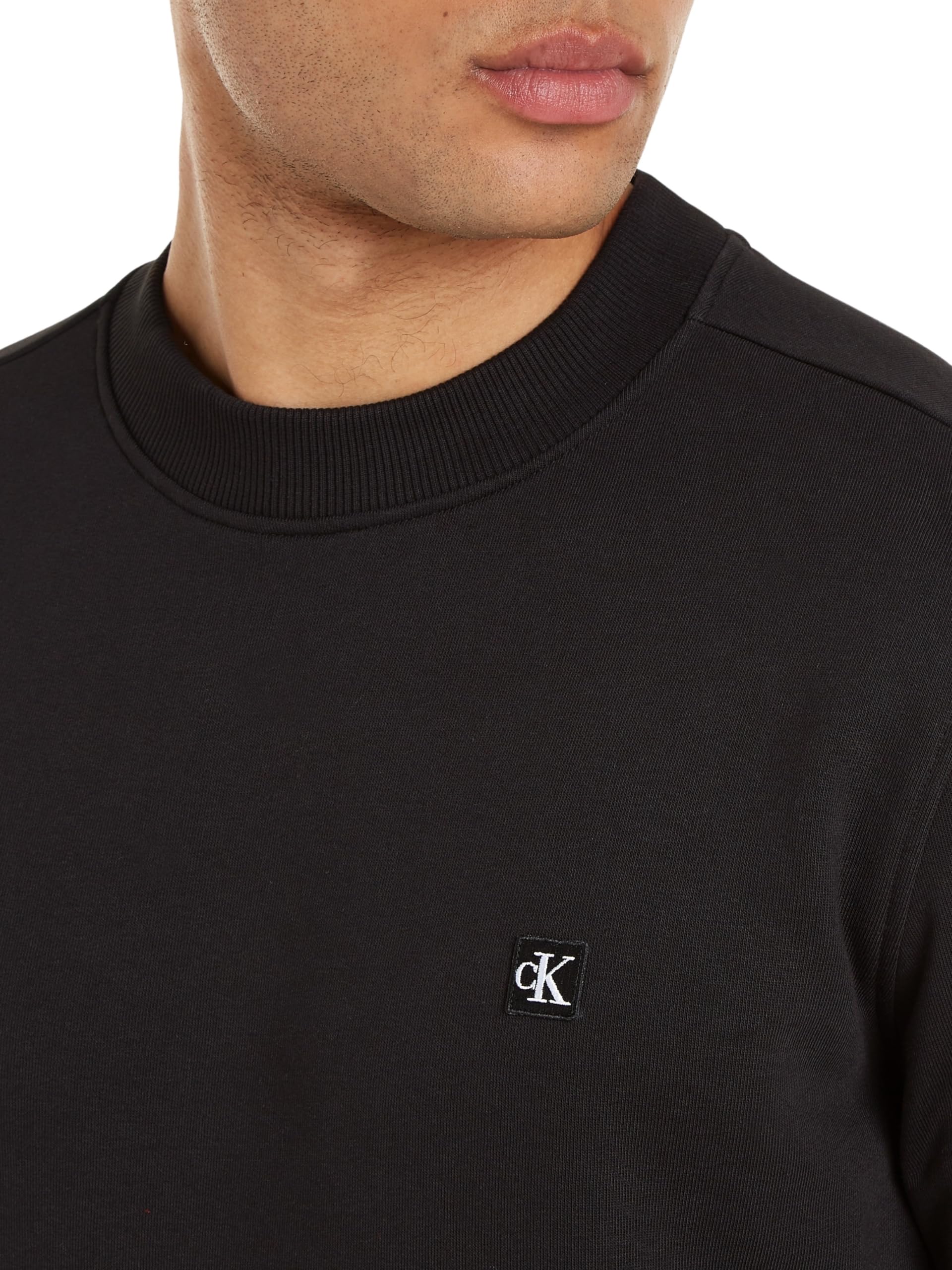 Calvin Klein Jeans CK Embro Badge Crew Neck J30J325270, Uomo, Nero (CK Black), L