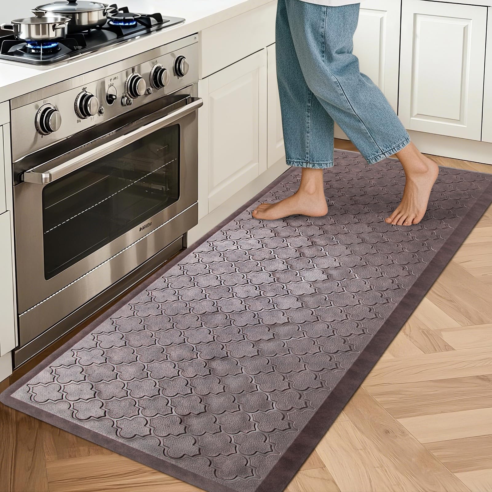 Oversized Kitchen Mat Cushioned Anti Fatigue Floor Mat Runner 20"x60" Non Slip Kitchen Mats for Floor Waterproof Kitchen Rugs and Mats Comfort Mat for Standing Desk,Sink,Laundry,Brown