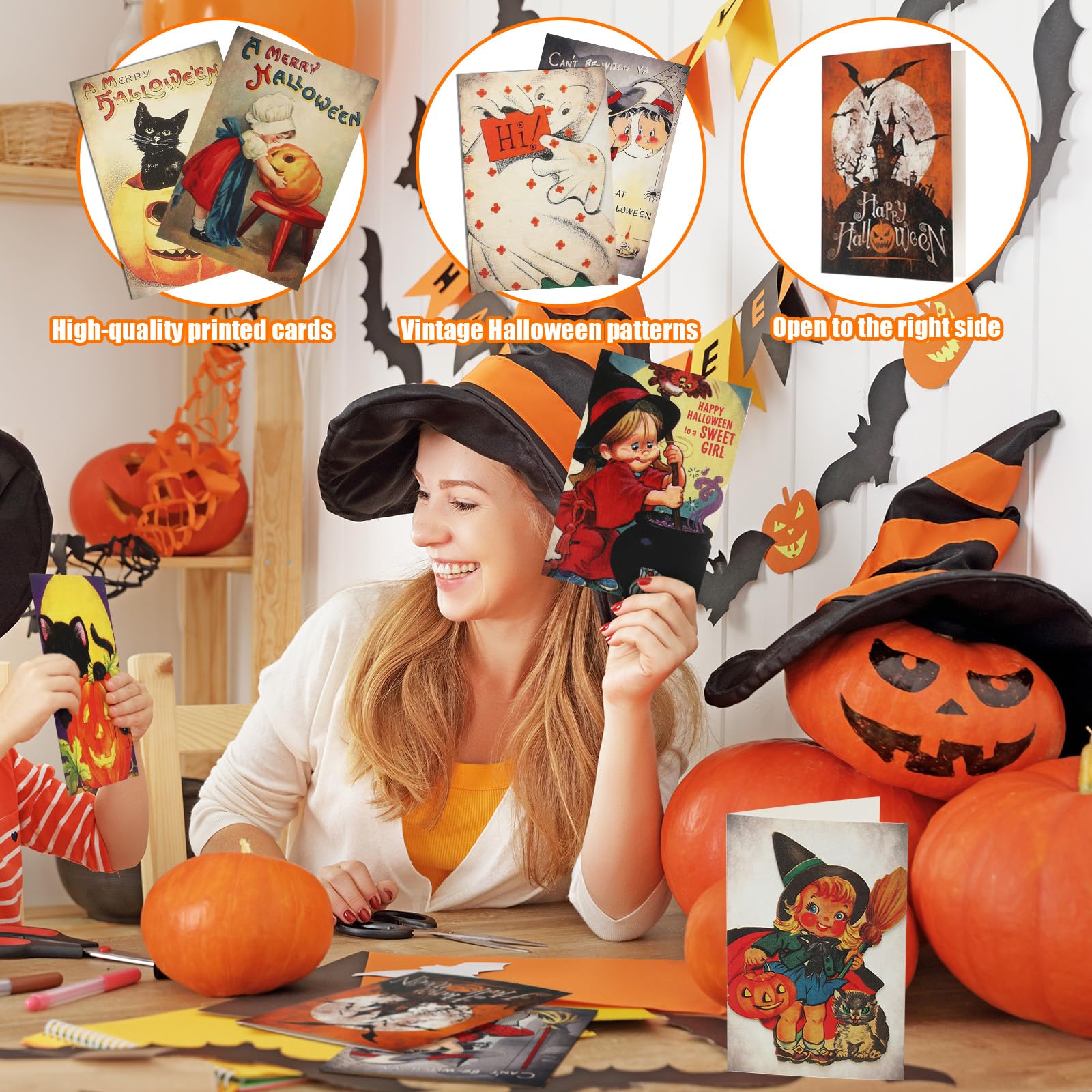 Amazon.com : Yinder 24 Pcs Halloween Vintage Cards with 24 Pcs