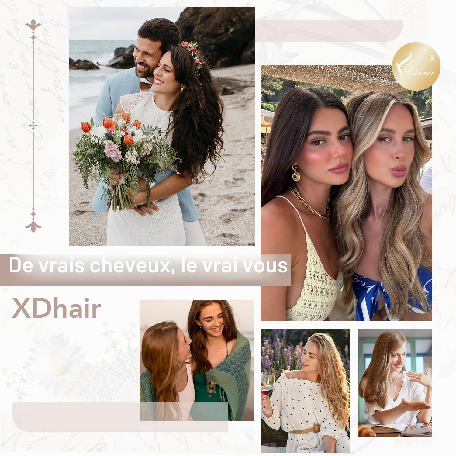 XDhair Extension Cheveux Naturel Clip 6pcs 100g 40cm