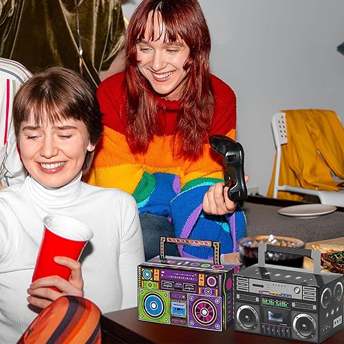 Miniatura 2 de VGOODALL Cajas de recuerdo de fiesta, paquete de 24 cajas de golosinas, 6 x 3.2 x 3.5 pulgadas, tema de los años 80 para decoraciones de radio de