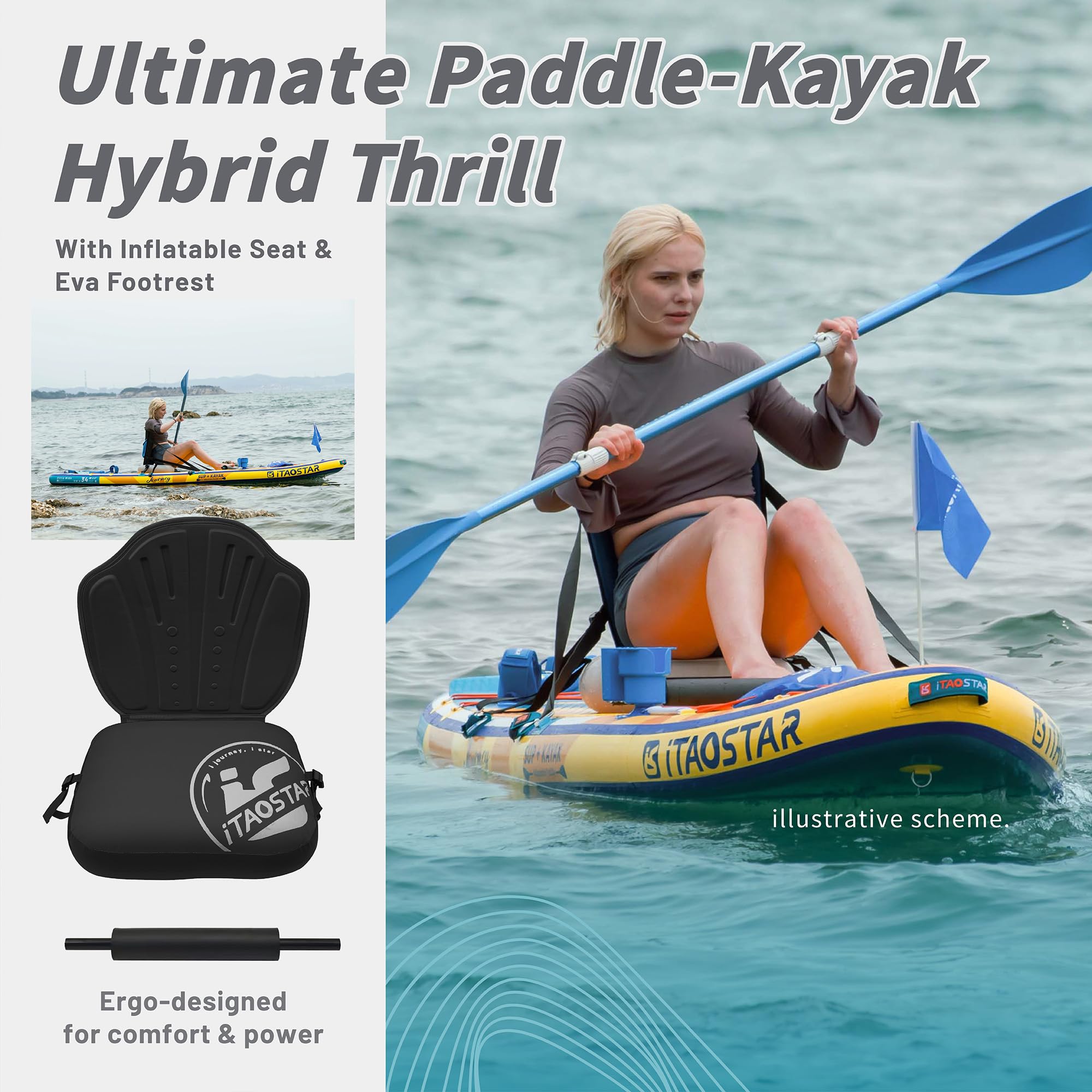 iTAOSTAR Tabla de Paddle Surf Hinchable Extra Ancha Lead Kit de Tabla Sup Premium con 5 Aletas – Tabla de Paddle Surf ultraestable para Adultos y jóvenes – Todos los Niveles de Habilidad