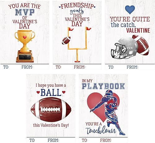 Silly Goose Gifts Tarjeta de San Valentín con temática de deportes de fútbol para niños intercambio escolar 25 incluidas