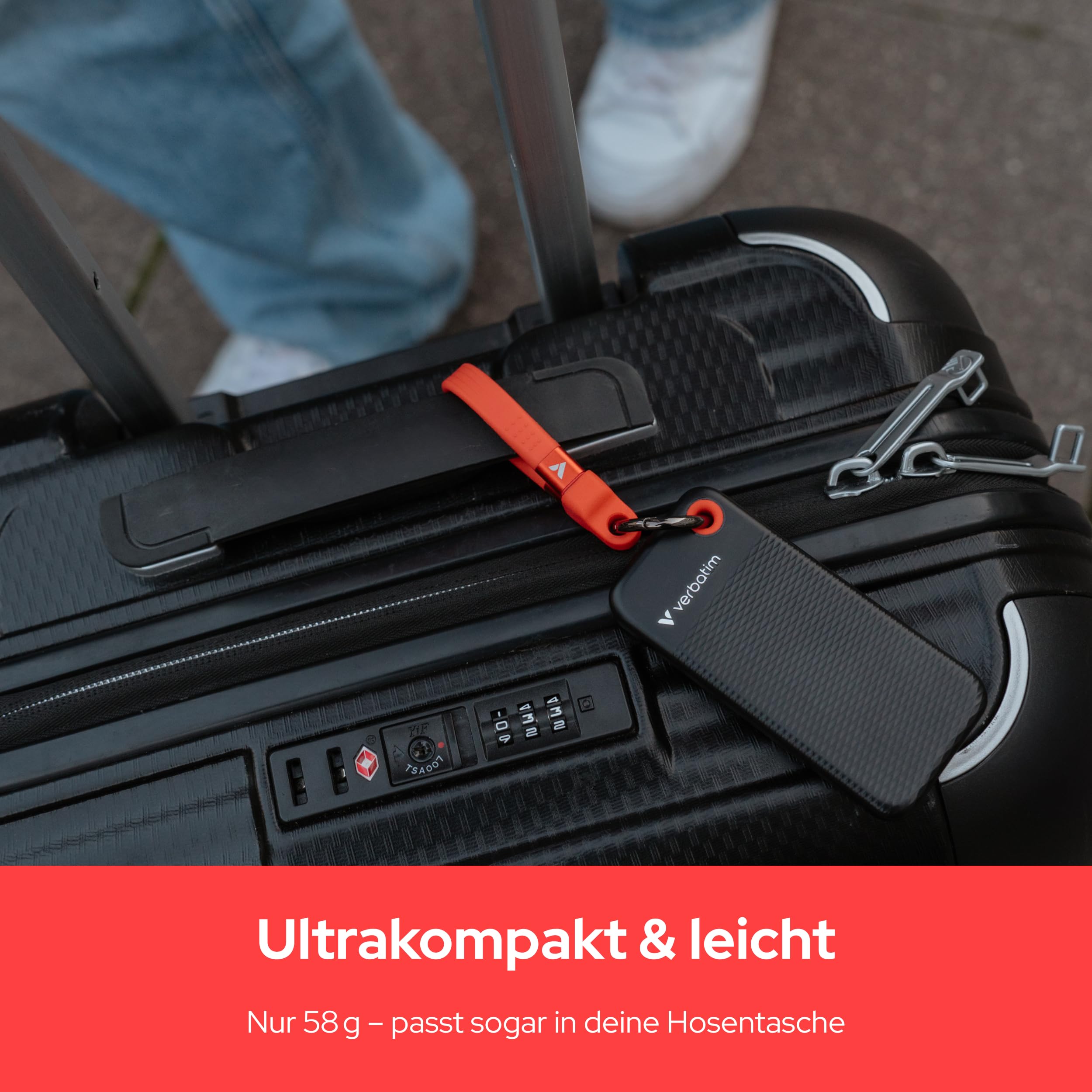 Verbatim Pocket SSD 2TB Externe SSD USB 3.2 Gen2 1000MB/s Schwarz Orange | Kompakt mit Schutzhülle, Bis zu 1000 MB/s Lesen & Schreiben, tragbare externe Festplatte für PC, Mac & Konsole