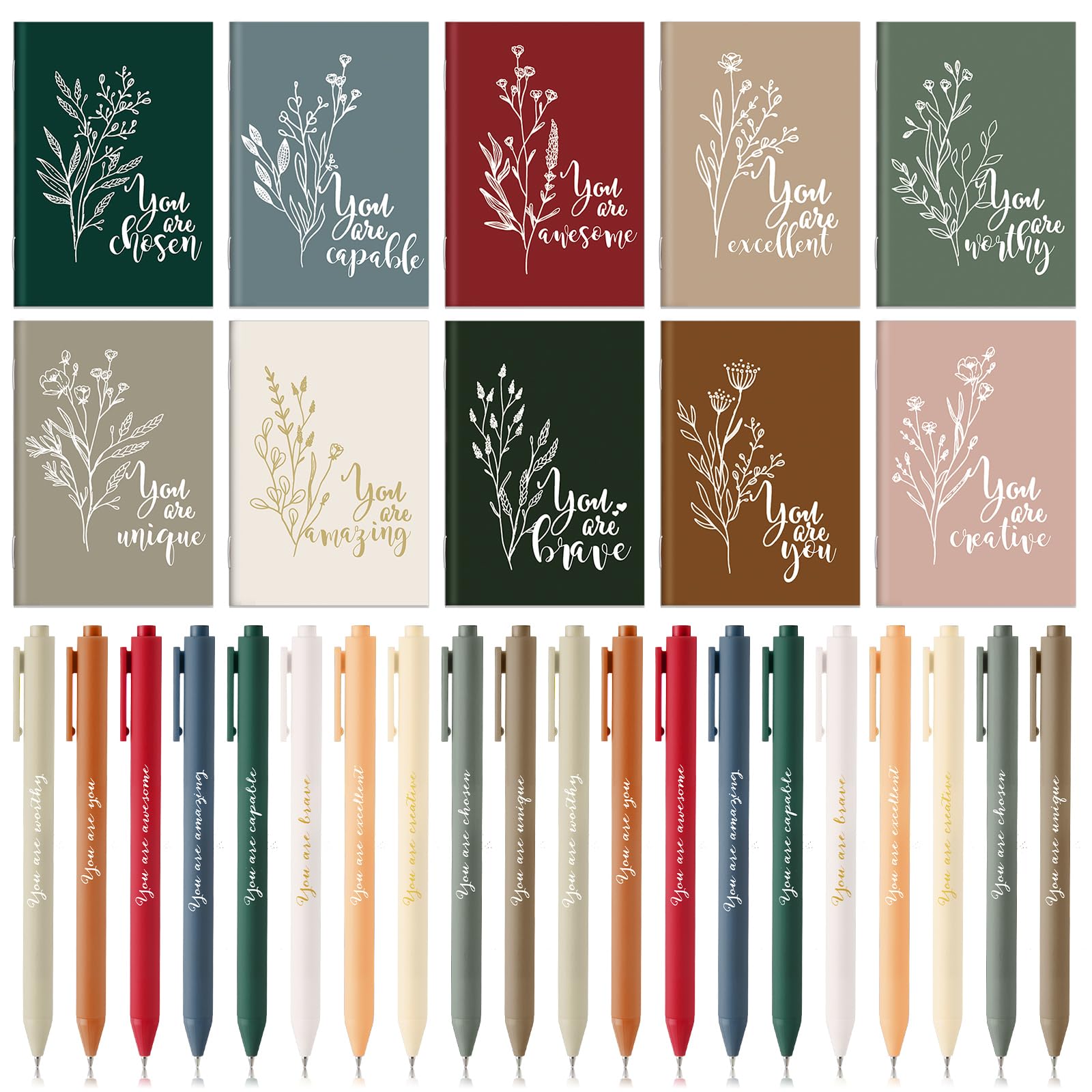 Affrolling 60 Pcs Inspirational Notebooks Motivational Mini Notepads with Pen Bulk Aesthetic Womens History Month Gifts for Volunteer Social Worker
