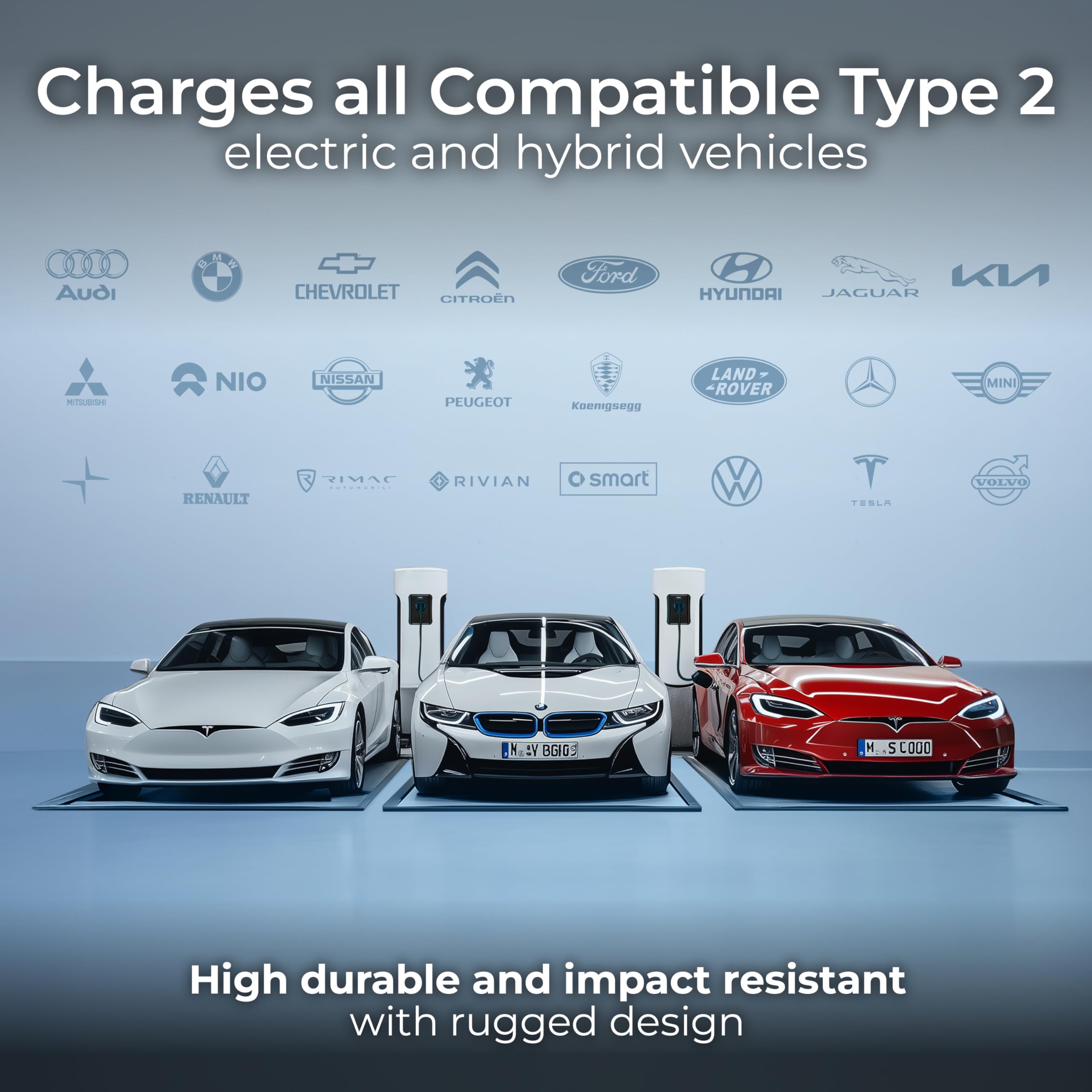 Masterplug Cable de Carga Rápida para VE Modo 3 con Estuche de Transporte, Vehículo Eléctrico e Híbrido Enchufable Tipo 2 a Tipo 2, Trifásico, Cable de 5 Metros, 22kW, 32A, EVC22325TL/CASE