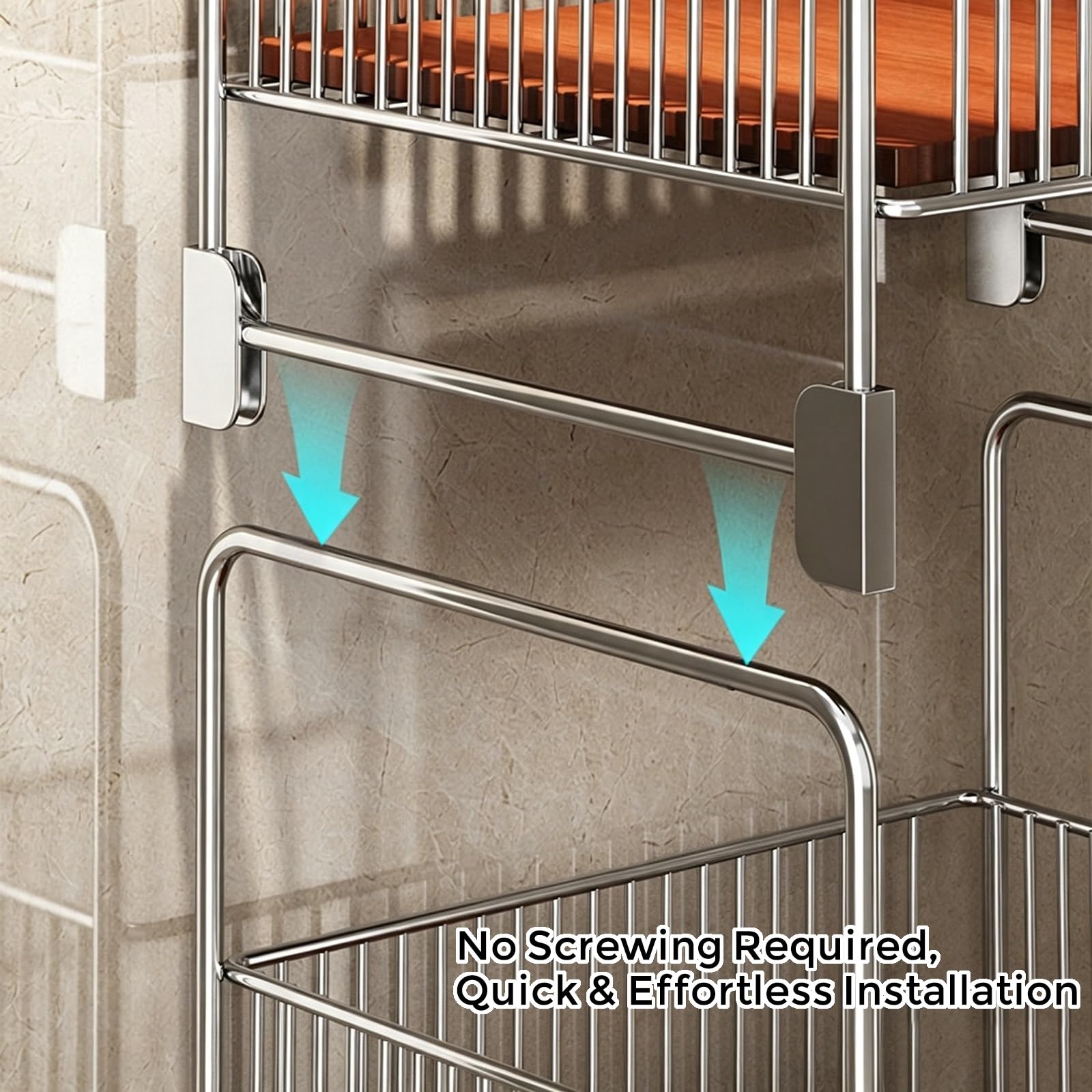 Cesto per biancheria sporca, carrello metallico 2 livelli ruote manici legn | Ruote silenziose, spazio ventilato asciugamani, telaio stabile per bagno, lavanderia e uso domestico