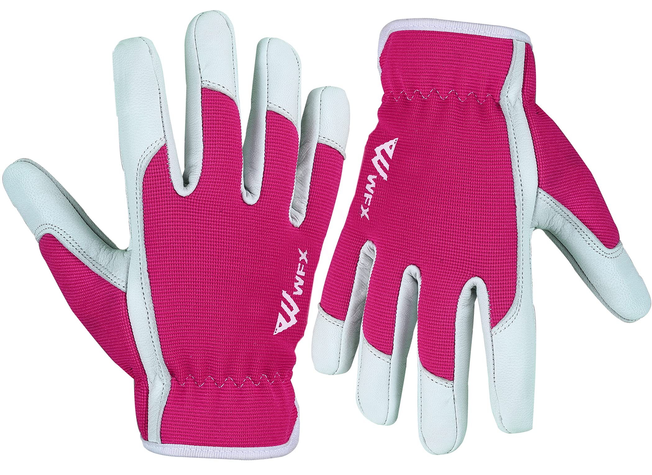 WFX Guanti da Lavoro in Pelle da Giardinaggio, Traspiranti, a Prova di Spine, Resistenti Guanti da Giardinaggio da Donna e da Uomo (Rosa, S)