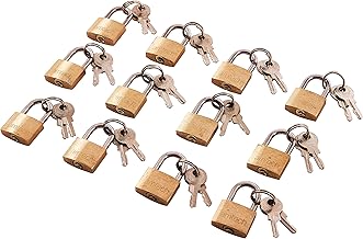 Amtech T0790 Brass Small Padlocks with Keys for Luggage, lockers, Toolboxes, Cupboards, & Sports Bags, 20mm, 12-Piece