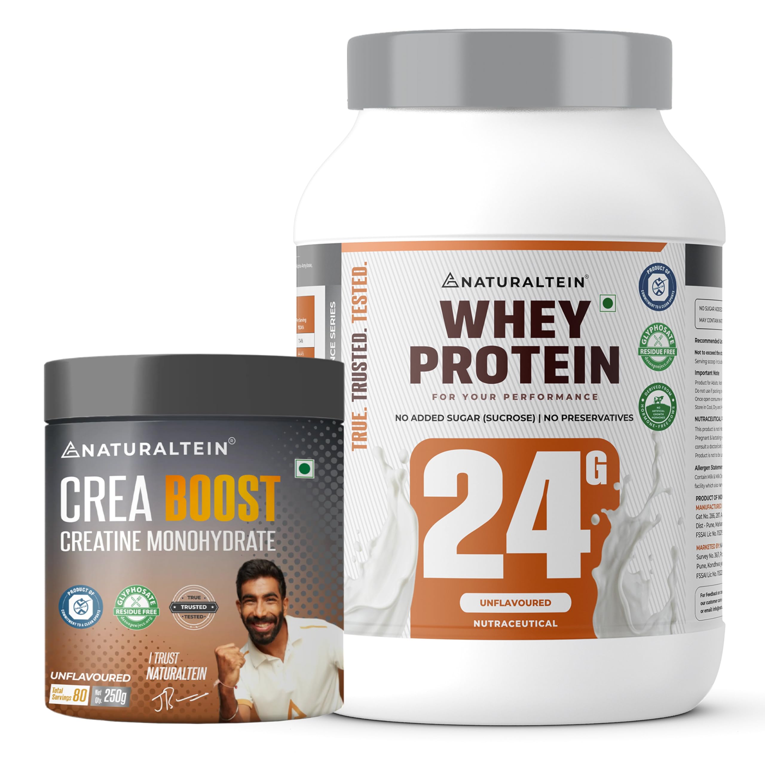 NATURALTEIN Natural Whey Max Protein 1kg (Unflavoured) + Creatine Monohydrate 250g (83 Servings) | Muscle Growth, Strength & Recovery Combo | Clean Protein & Performance Support-image-10