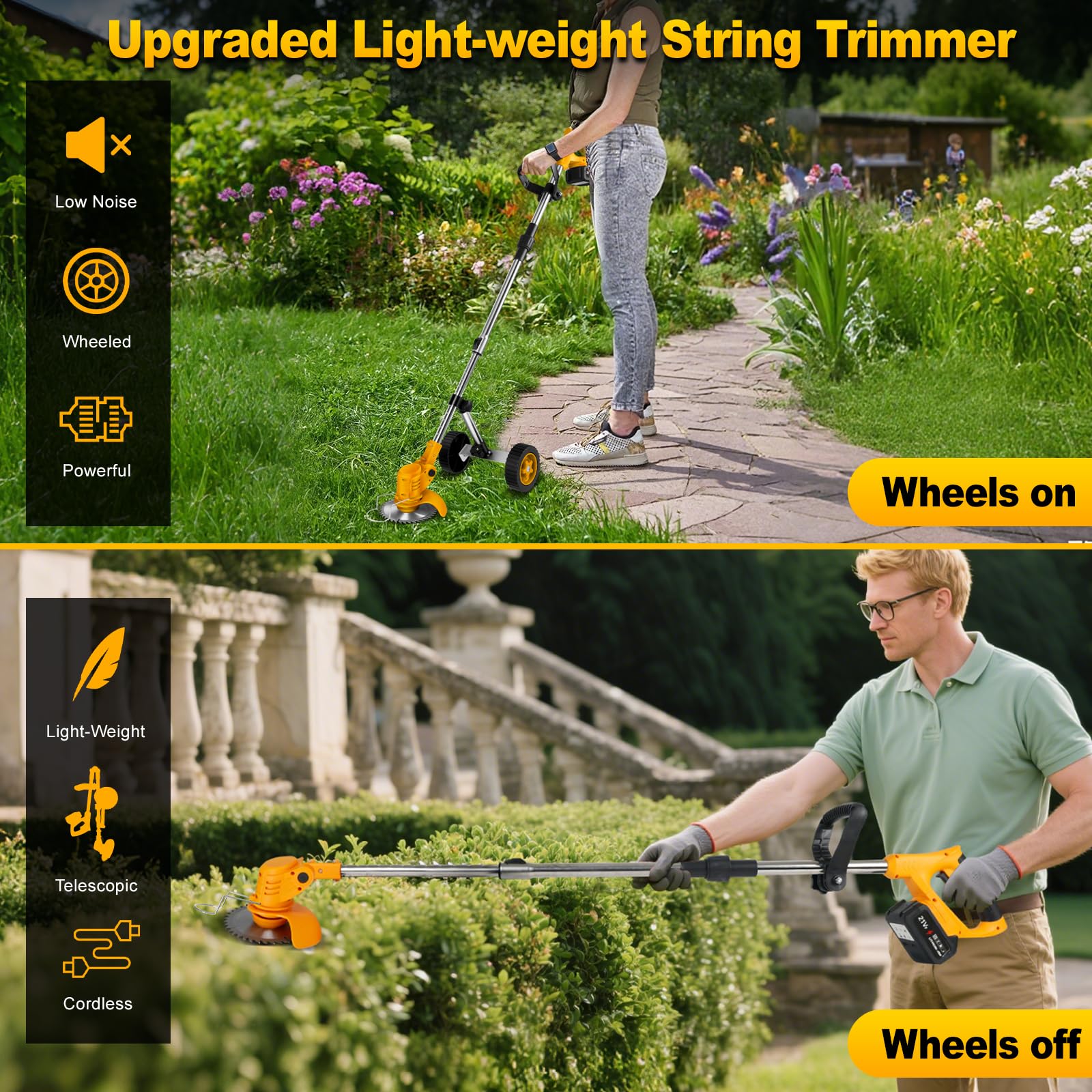 Akku Rasentrimmer Für Makita - 3-in-1 Multifunktion Mit Stützrädern & 3 Klingen