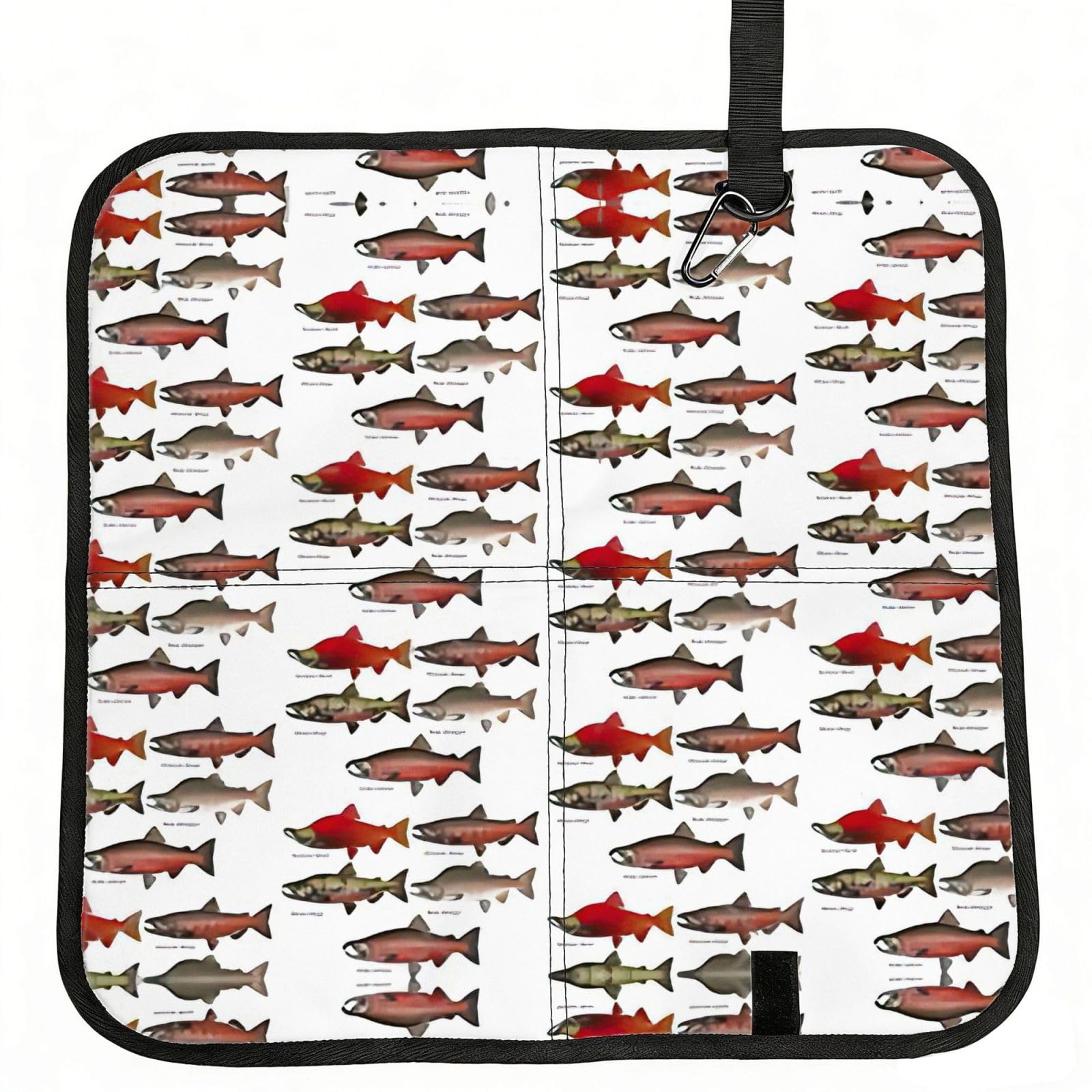 DEXNEL Salmon Print Foldable Seat Cushion Portable Stadium Pad Waterproof Outdoor Camping Mat 15.8 X 15.8 Inches