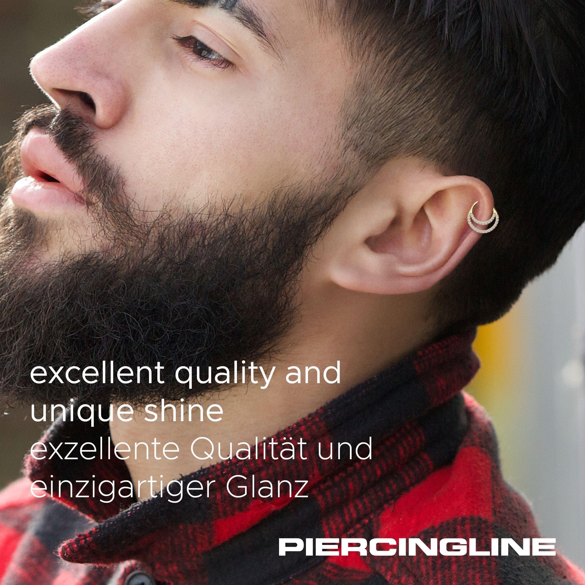 PIERCINGLINE Piercing Ring 14K Gold Segmentring Clicker EINGEFASSTE MOISSANITE + 2 RINGE 585er Gold - Goldfarben