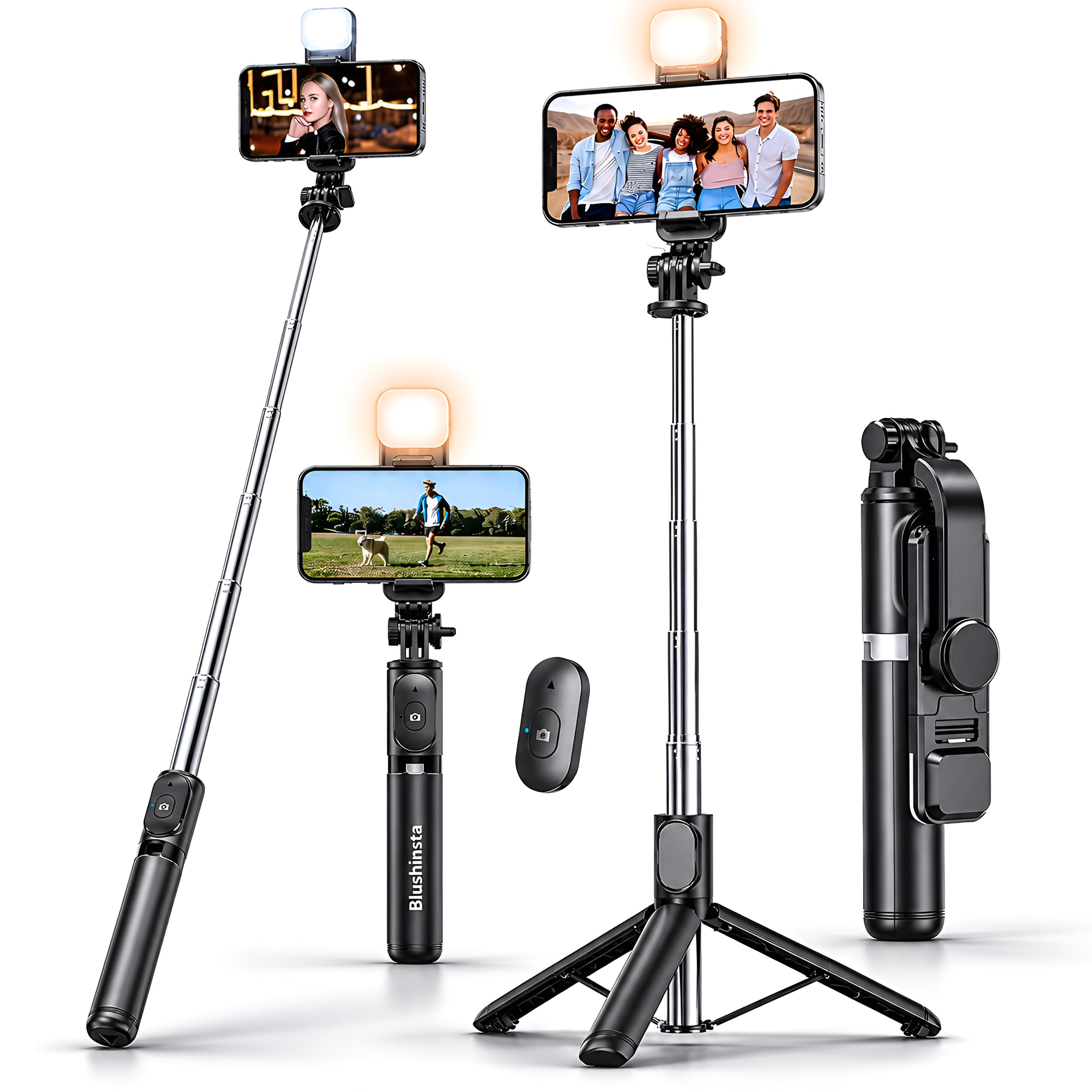 Selfie Stick,Extendable Selfie Stick with Wireless Remote&Tripod Stand,Portable,Lightweight,Compatible with All Smartphone&Mobile (Black Color) Pack of 1-picture-11