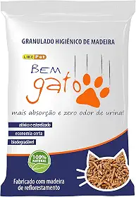 Granulado Higiênico de Madeira Bem Gato, Like Pet, Marrom, 15kg