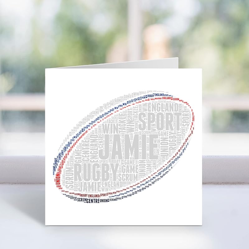 Personalised Rugby Ball Word Art Card Amazon.co.uk Handmade Products