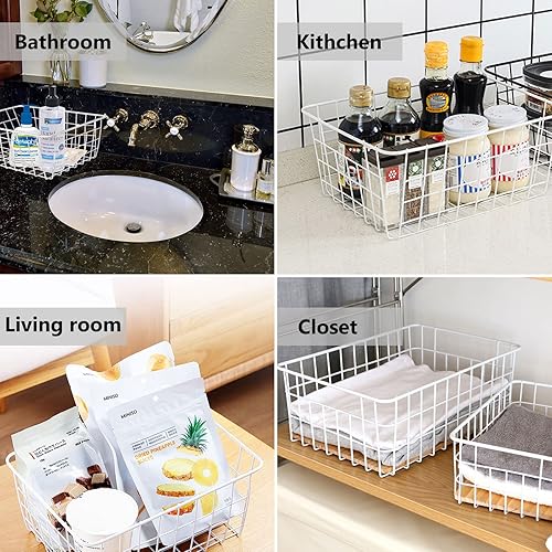 Miniatura 4 de Paquete de 4 cubos organizadores de congelador profundo, canastas apilables de alambre para organizar cestas de almacenamiento de alambre de metal