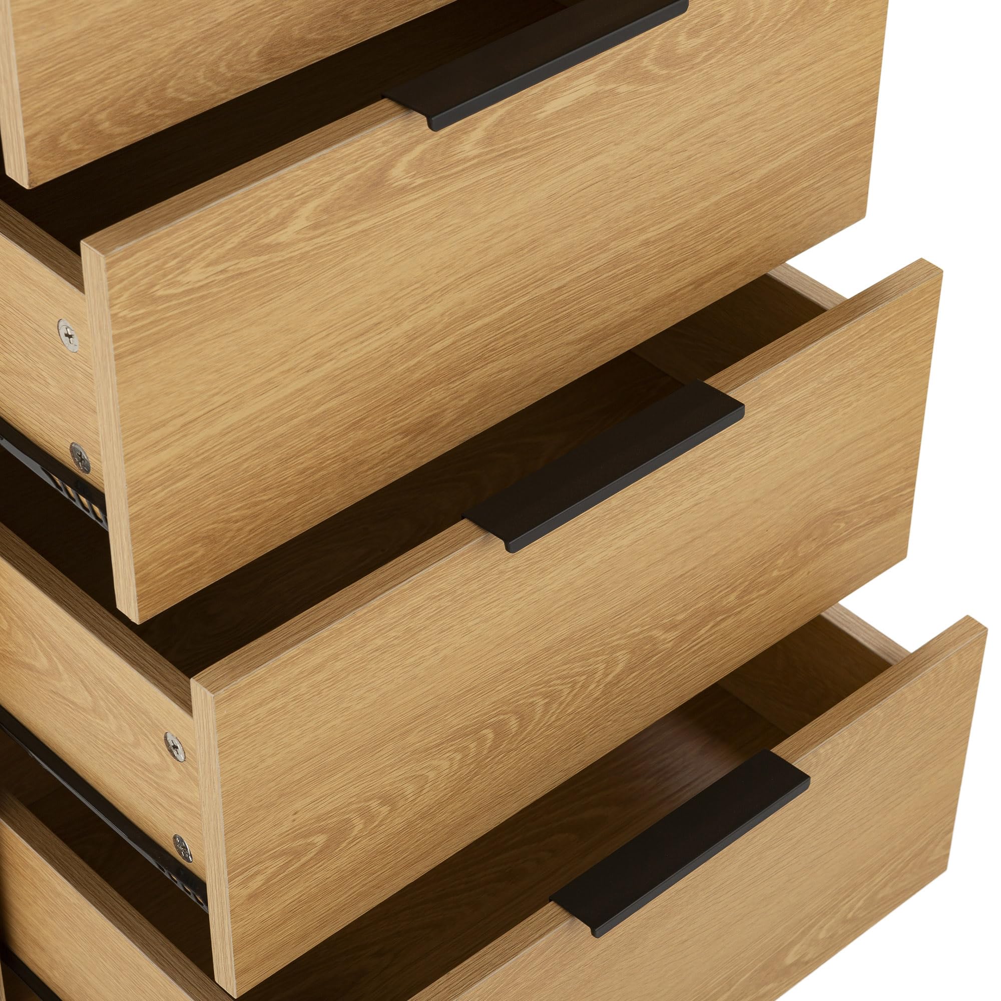 HOMN LIVING Cómoda Alta Auri 5 cajones Color Roble, 50 cm (Ancho) 40 cm (Profundo) 115 cm (Altura)
