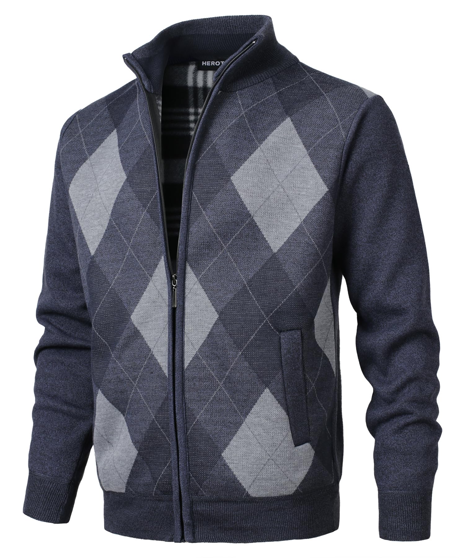 Suéter de Punto Cremallera Cálido para Hombre Chaqueta Manga Larga Cuello Alto