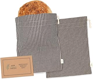 Reusable Bread Bags - Pack of 2 Beeswax Bread Bags for Sourdough | Linen Bread Bag for Homemade Breads | Sourdough Loaf Bags | Cotton Food Storage Bag for Breads - Sourdough Gift Bags