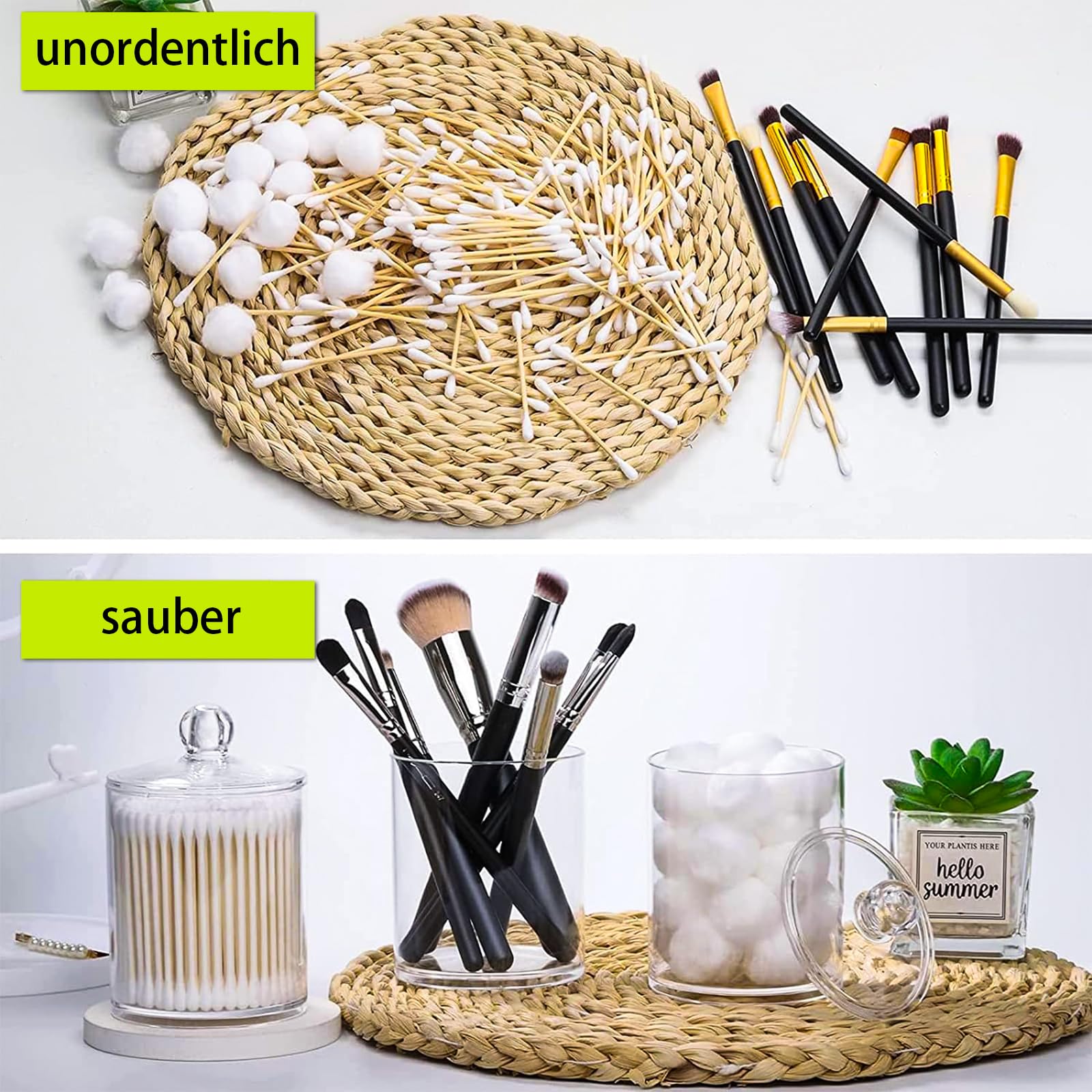 Thgtao Wattepadspender, 3 Stück Wattestäbchen Behälter, Wattestäbchen Spender, wattepads aufbewahrung, Wattepadspender für Zahnseide, Puderquasten etc Kleine Objekte Kosmetik