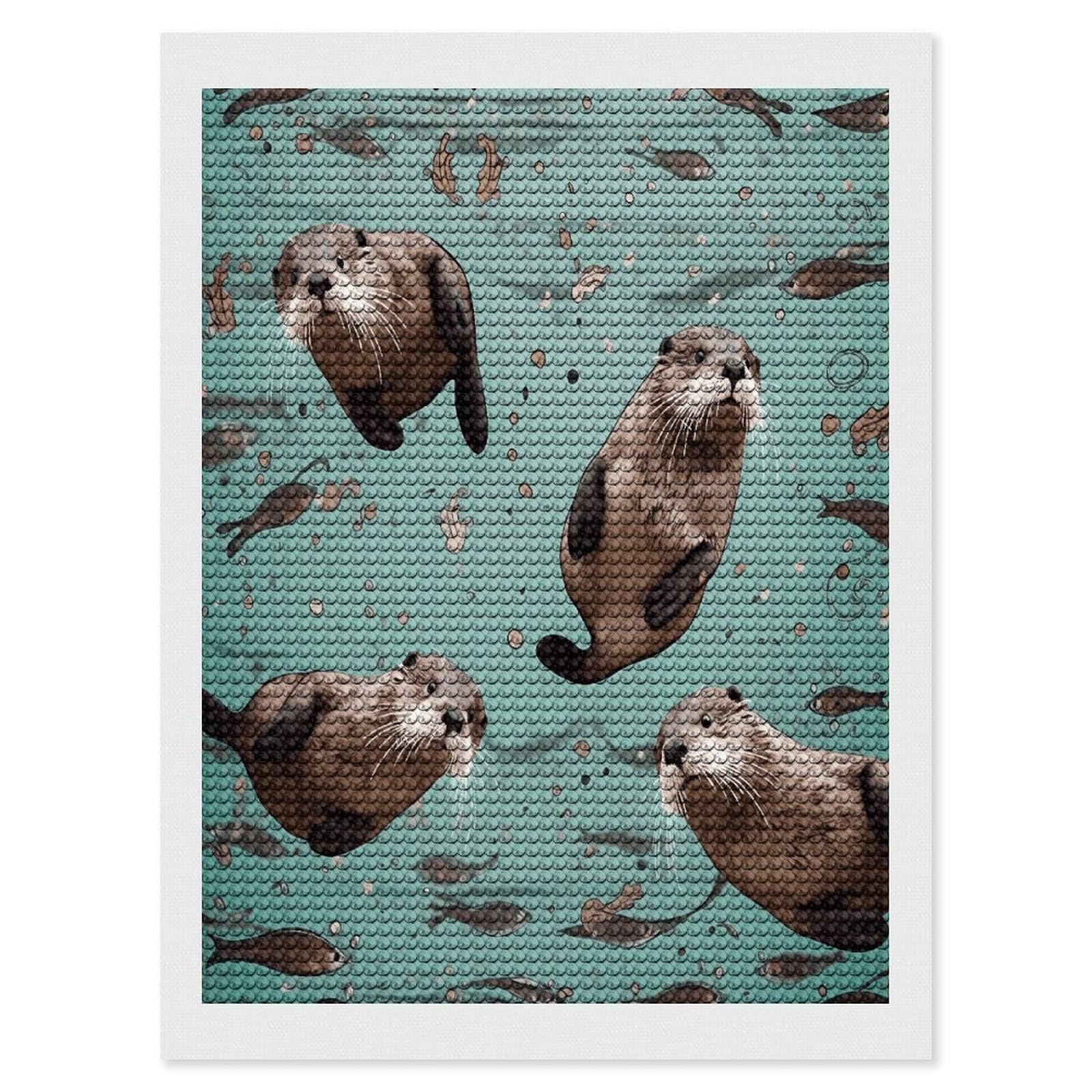 FekiLoot Otters Diamond Art Kits for Adults Diamond Painting Kits for Beginners DIY Diamond Art Kits Round Full Drill Diamond Dot Gem Painting for Home Wall Decor Gift 12"x16"