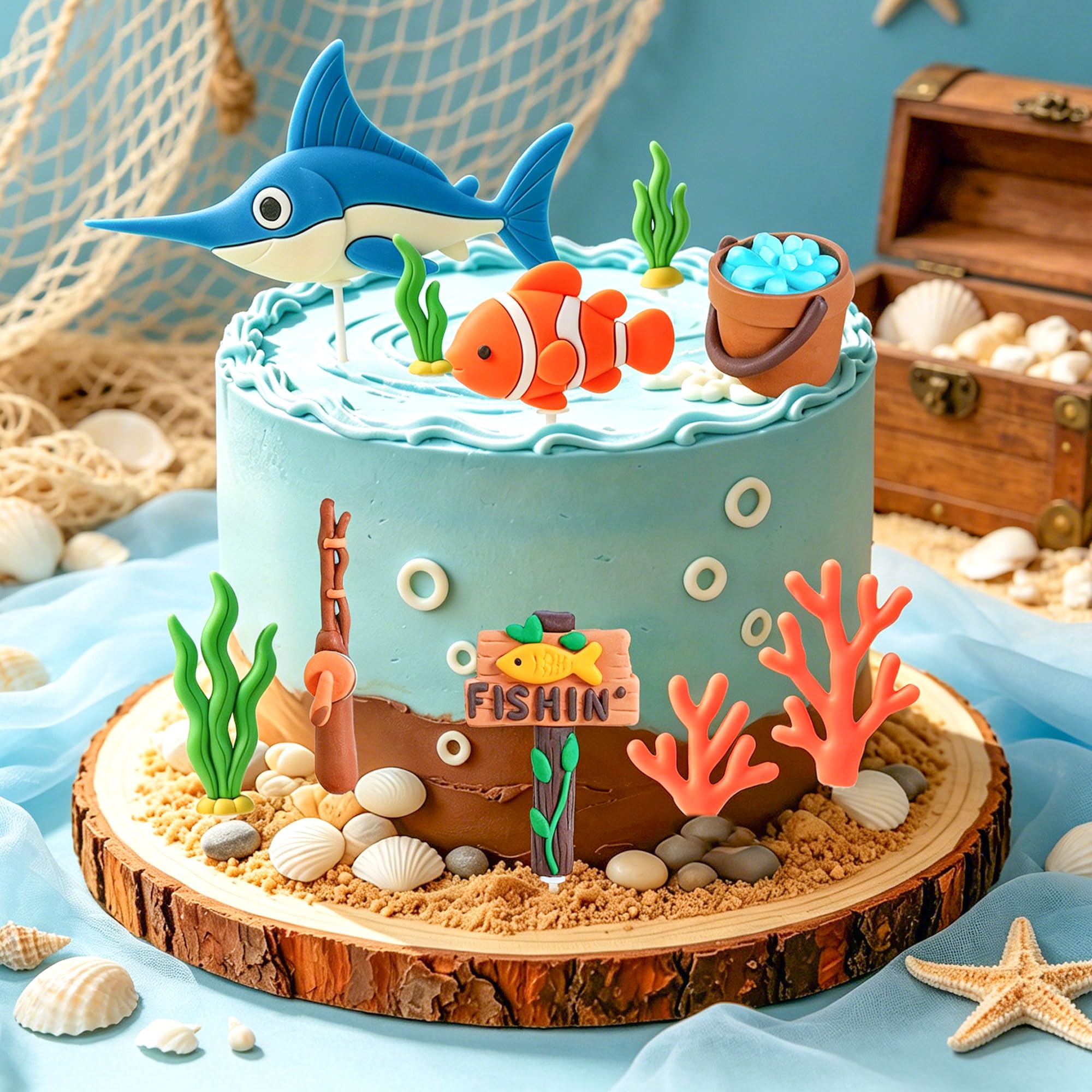 Fishing Cake Topper Fishing Birthday Decorations Gone Fishing Cake Topper