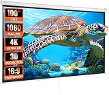 VEVOR Manual Pull Down Projector Screen, 100 inch 16:9 4K 1080 HD Retractable Projector Screen, Auto-Locking Portable Projection Screen, Portable Projector Movie Screen for Family Home Office Theater - 1