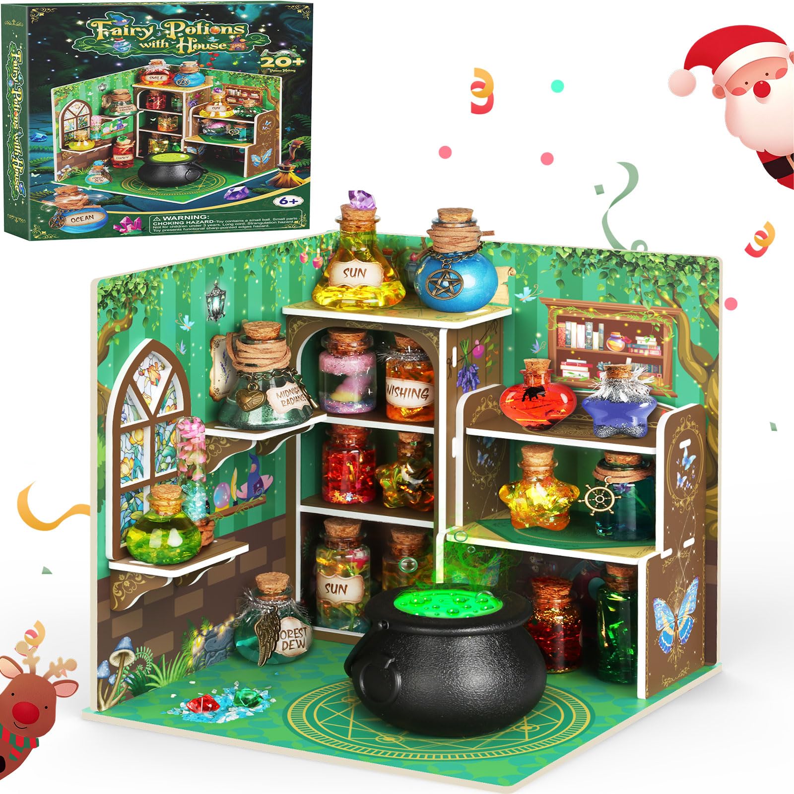 Fairy Potions Feehaus Zaubertrank-Set – 20 Magische Tränke mit Edelsteinstaub Mixen, Kreatives Bastelset ab 6 Jahren, Geschenk für Weihnachten & Geburtstag