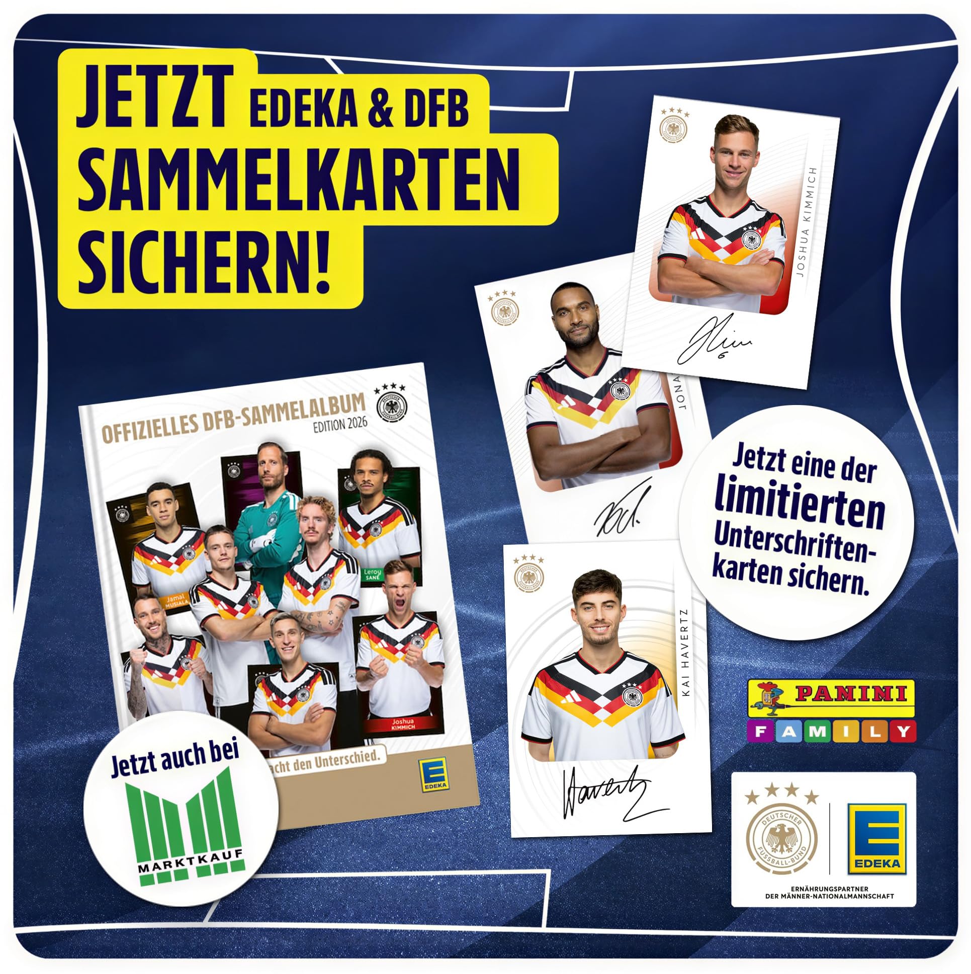 Oficjalny album kolekcjonerski DFB – twarda okładka Edeka Edition 2026 na wszystkie 72 karty kolekcjonerskie DFB firmy Panini