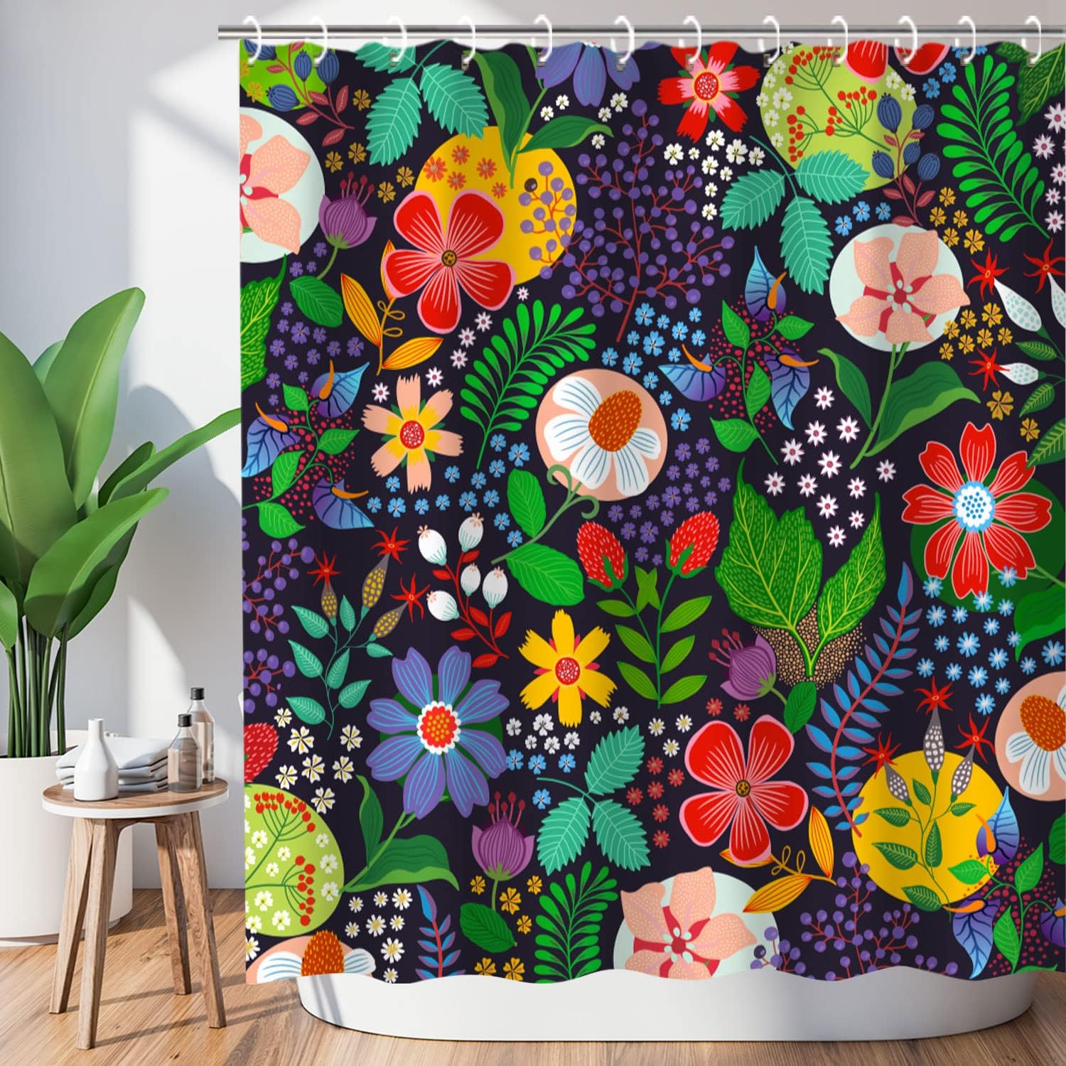LIVILAN Floral Shower Curtain Flower Shower Curtain