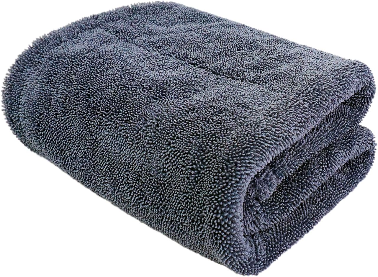 PURESTAR Twist Edgeless Two Face Drying High Performance Durable Microfiber Cleaning Washable Super Absorbent Scratch-free, Lint-free and Swirl-free Wax and Buff Cloths Towels - 75 X 45 X 2.1 cm, Gray