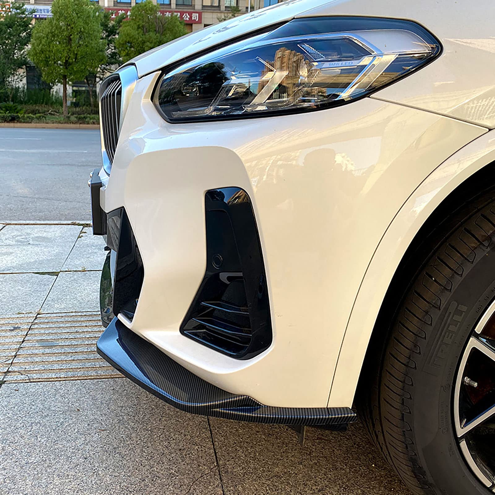 Car Front Shovel Lip Splitter Spoiler für BMW X3 G01 X4 G02 M Pack Late 2022+, Chin Bumper Diffusor Body Dekorativer Schutz Styling Zubehör,Carbon Fiber Look